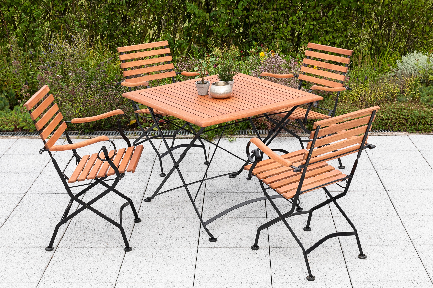 MERXX Garten-Essgruppe »Schloßgarten« 5 Stk. tlg. 4 Klappsessel mit Tisch günstig online kaufen