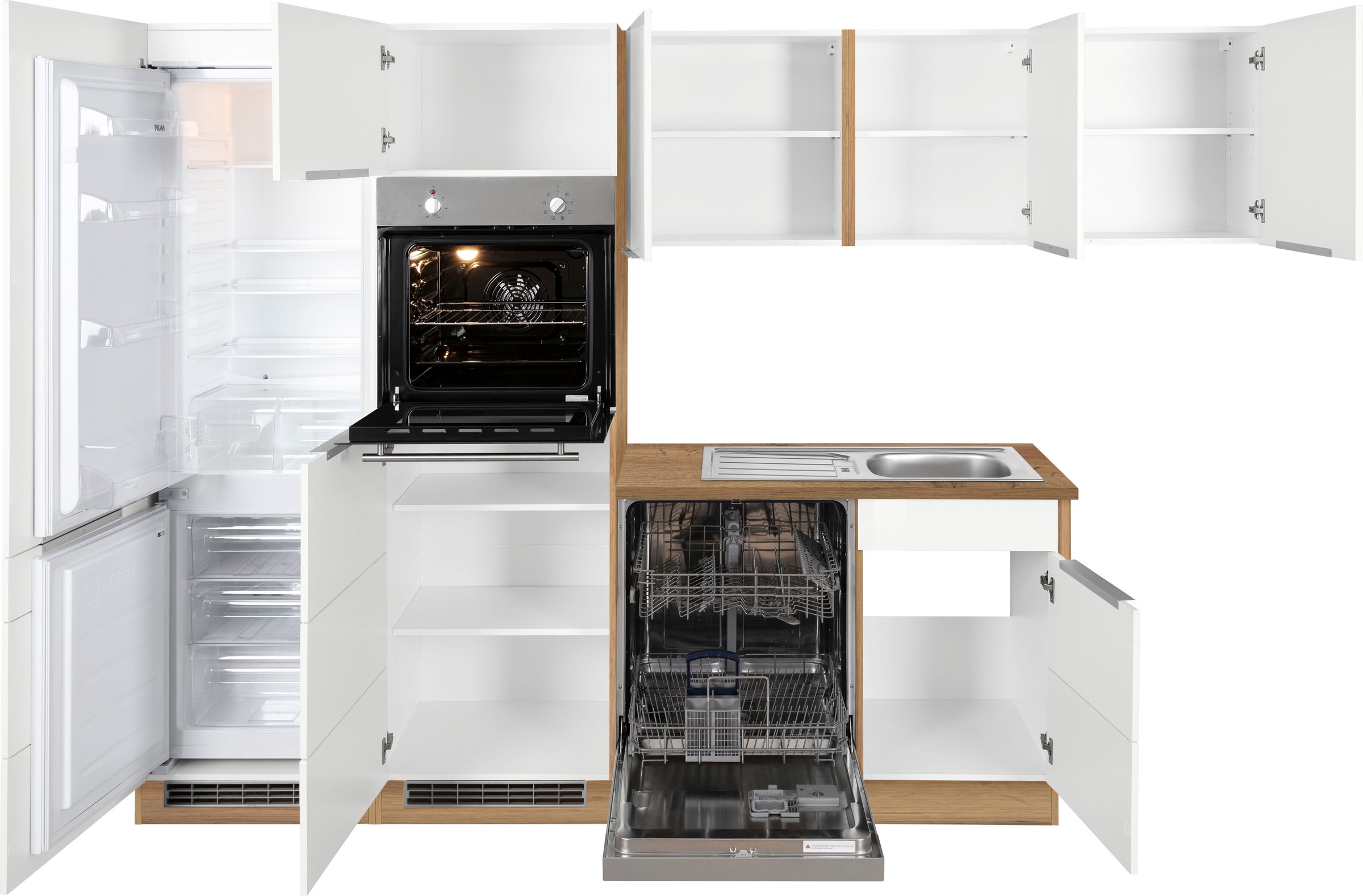 KOCHSTATION Winkelküche »KS-Brindisi Stellbreite 290/170 cm«, wahlweise mit E-Geräten und Induktion, mit MDF-Fronten