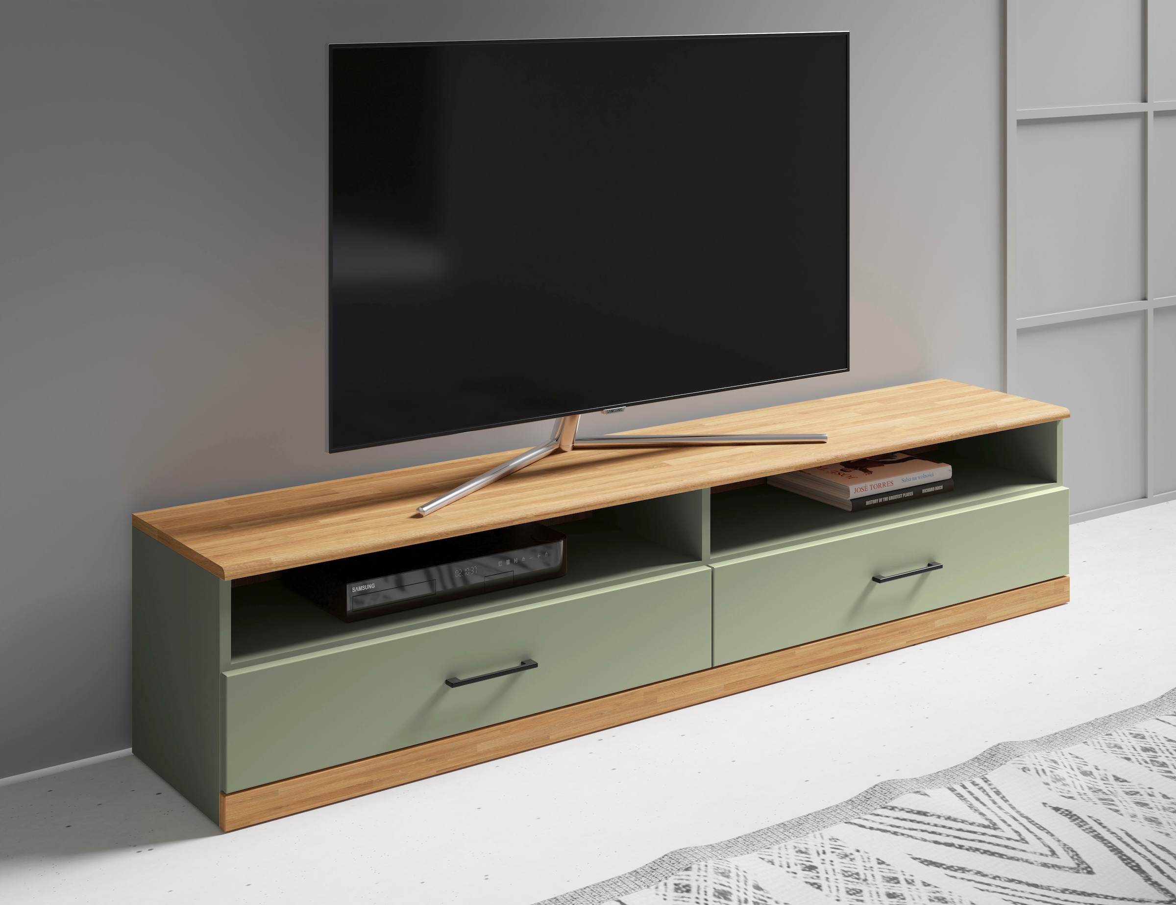 Home affaire Lowboard »Ribe,140cm breit,38cm hoch mit 2 Klappen,Oberplatte günstig online kaufen