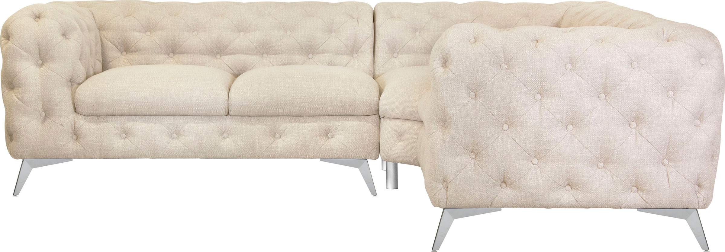 Leonique Chesterfield-Sofa »Ecksofa GLYNIS L-Form mit Wellenunterfederung, günstig online kaufen