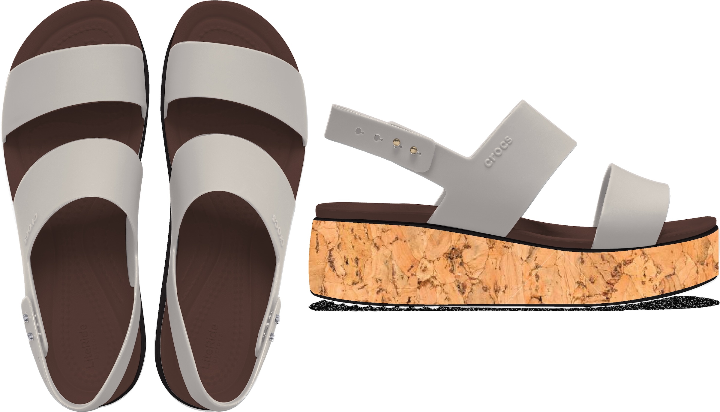 Crocs Keilsandalette »Brooklyn Cork Low Wedge«, Plateausandale, Sommerschuh mit Korkplateau