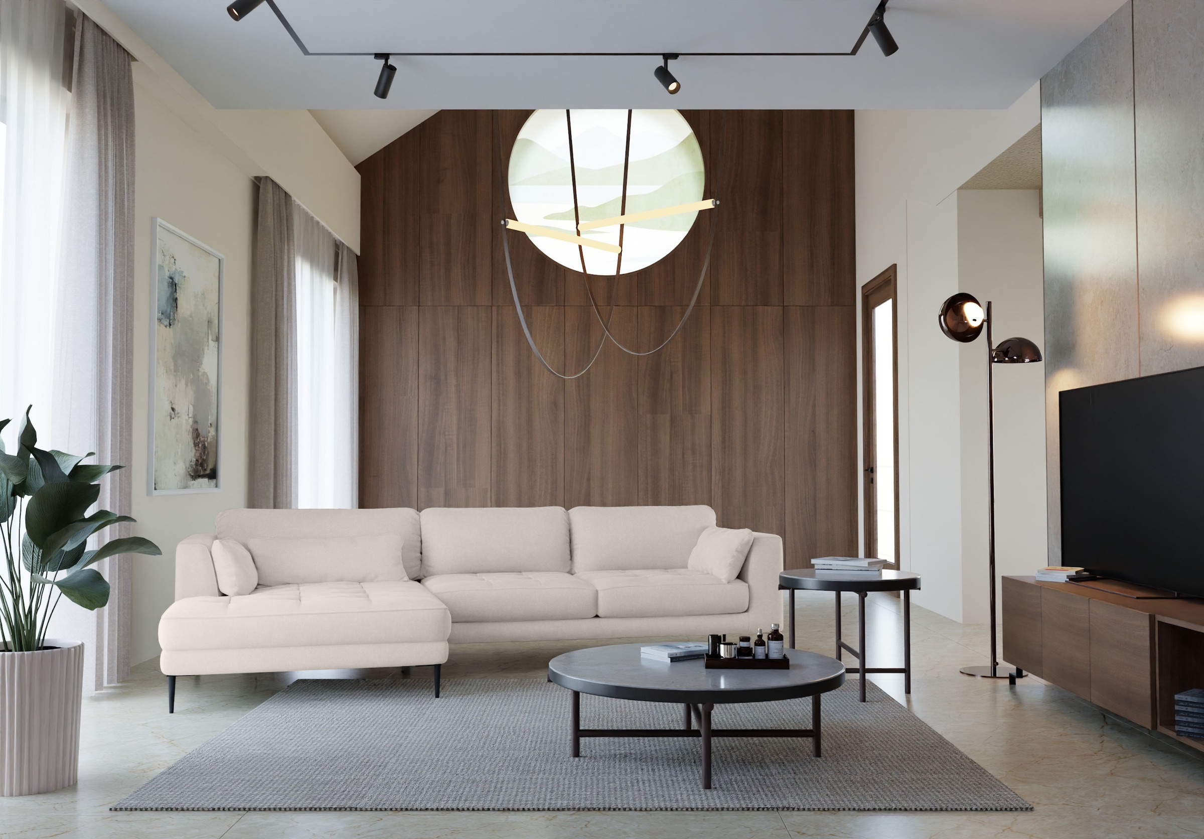 TRENDMANUFAKTUR Ecksofa »Luzi, wahlweise mit Schlaffunktion und Bettkasten bestellbar, L-Form«, Designsofa mit tollem Sitzkomfort, Metallfüße schwarz, Breite 280 cm