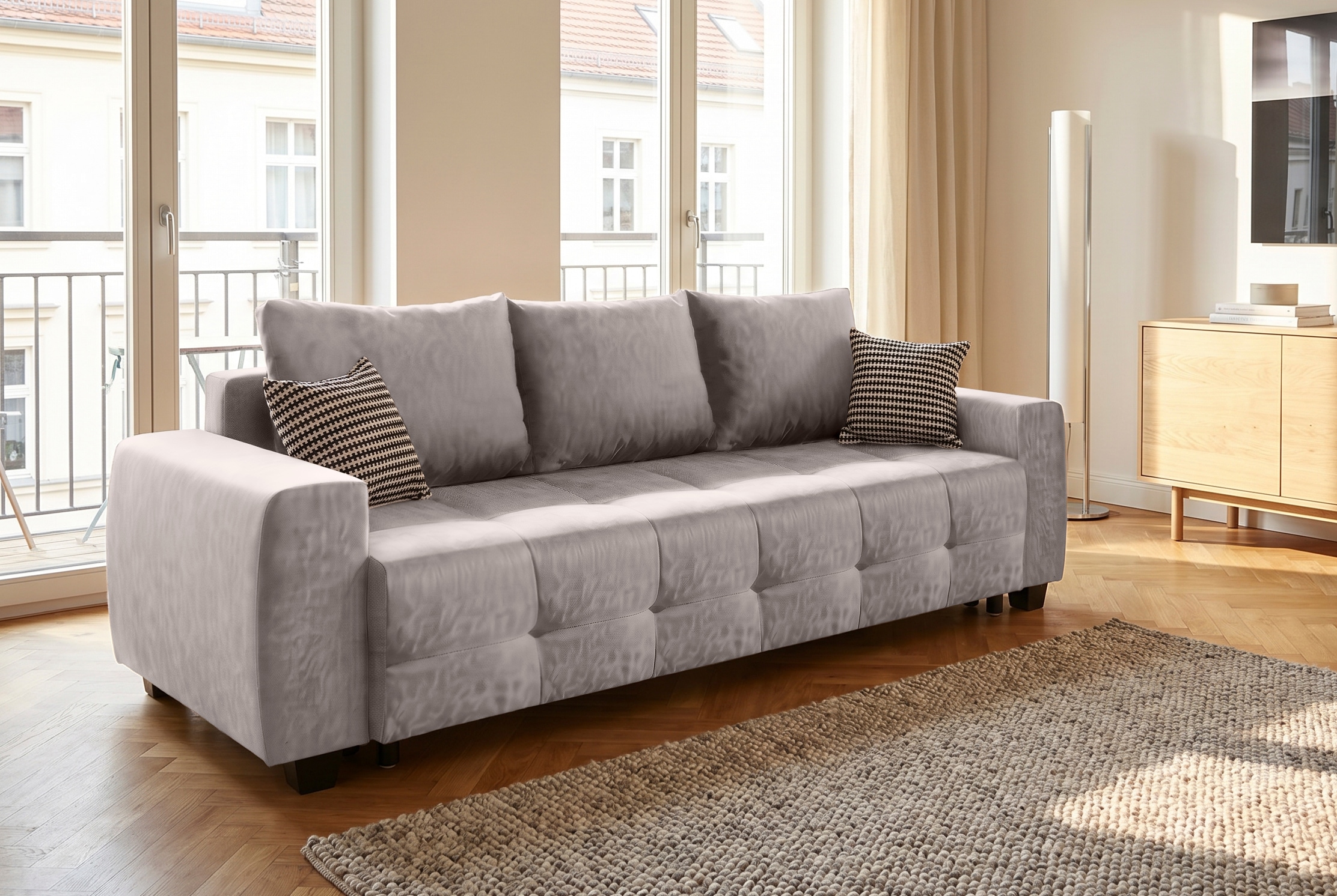 OTTO home Schlafsofa »Bella mit Bettkasten, Gästebett 142x194, in 3 Qualitäten, inkl. Kissen« CLASSIC - Bonnellfedern ohne Topper - ideal als Gästebett
