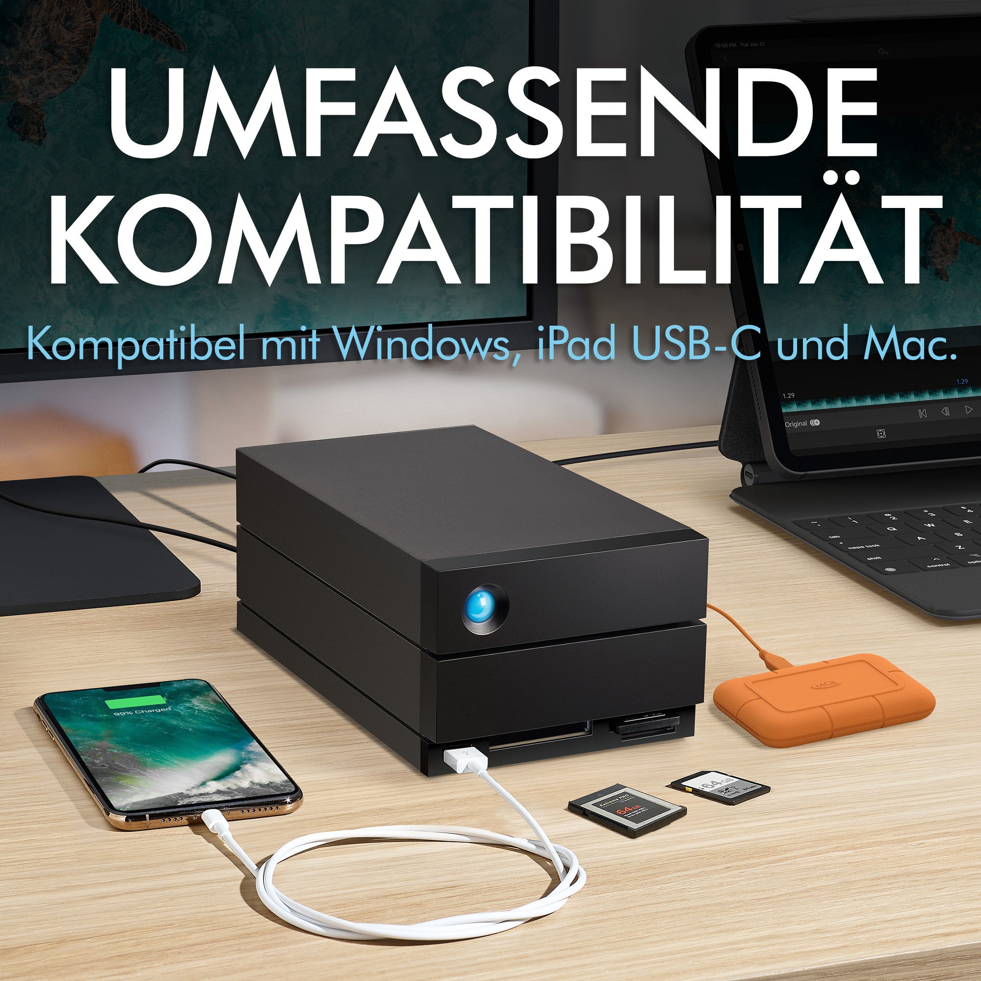 LaCie HDD-NAS-Festplatte »2big RAID«, Anschluss USB-C-USB 3.0-Thunderbolt 3-USB-C