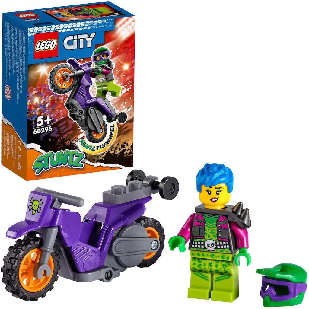 LEGO® Konstruktionsspielsteine »Wheelie-Stuntbike (60296), LEGO® City Stuntz«, (14 St.)