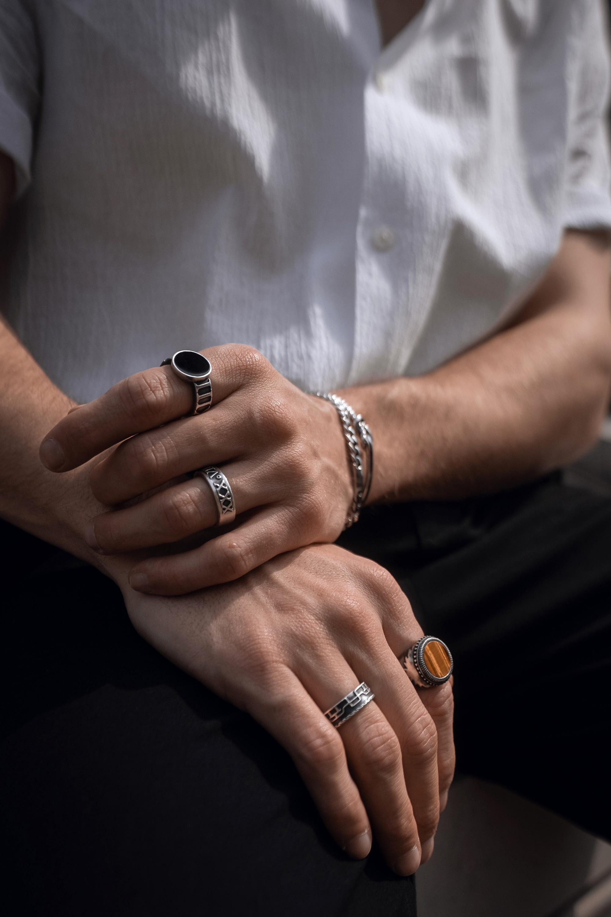 CAÏ Fingerring »925 Silber mattiert Tigerauge«