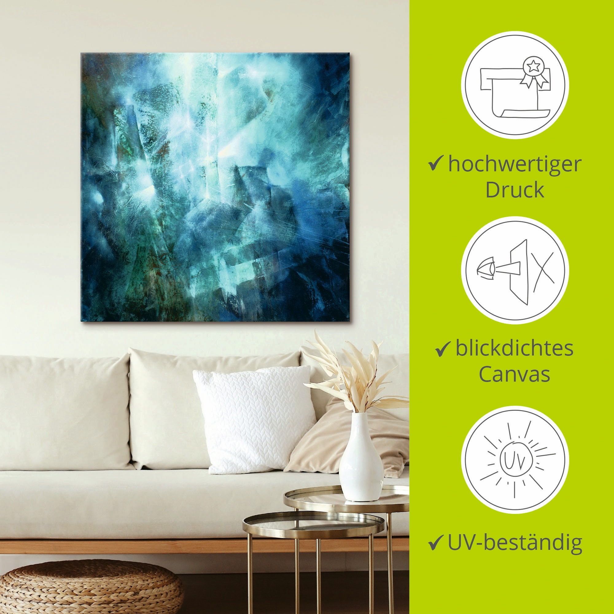 Artland Leinwandbild »Smaragd«, Gegenstandslos, (1 St.), auf Keilrahmen gespannt