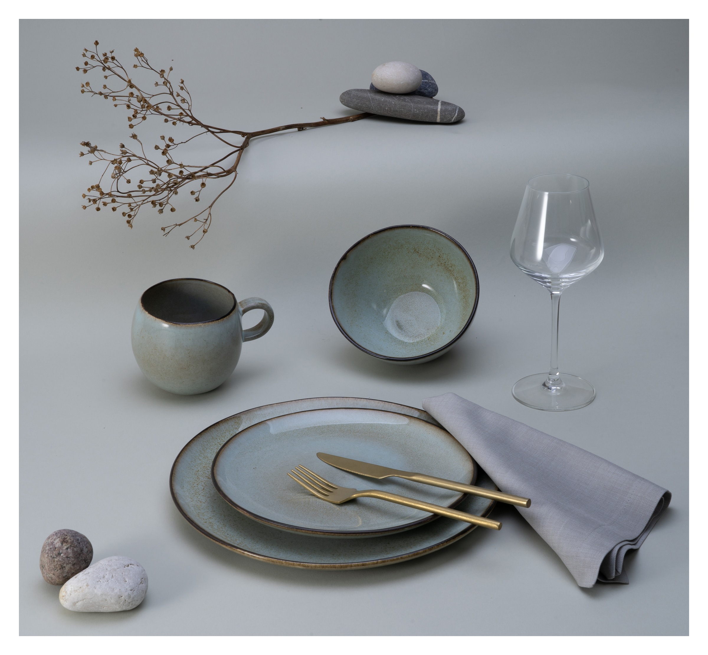 CreaTable Kombiservice Stone Grey grau Steinzeug 8 tlg. günstig online kaufen