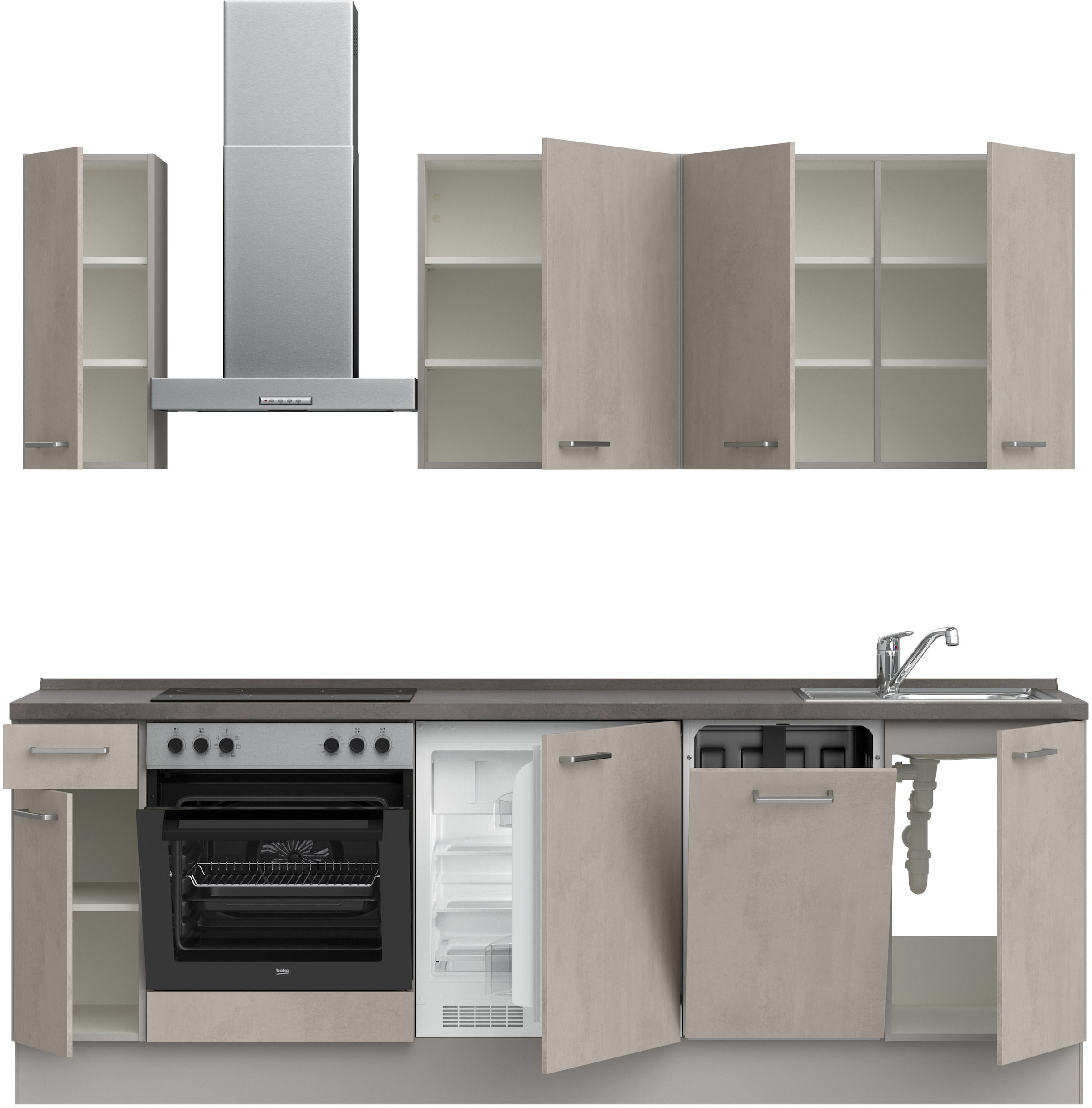 nobilia® Küchenzeile »"Riva I"«, vormontiert, Ausrichtung wählbar, Breite 240 cm, wahlw. mit E-Geräten