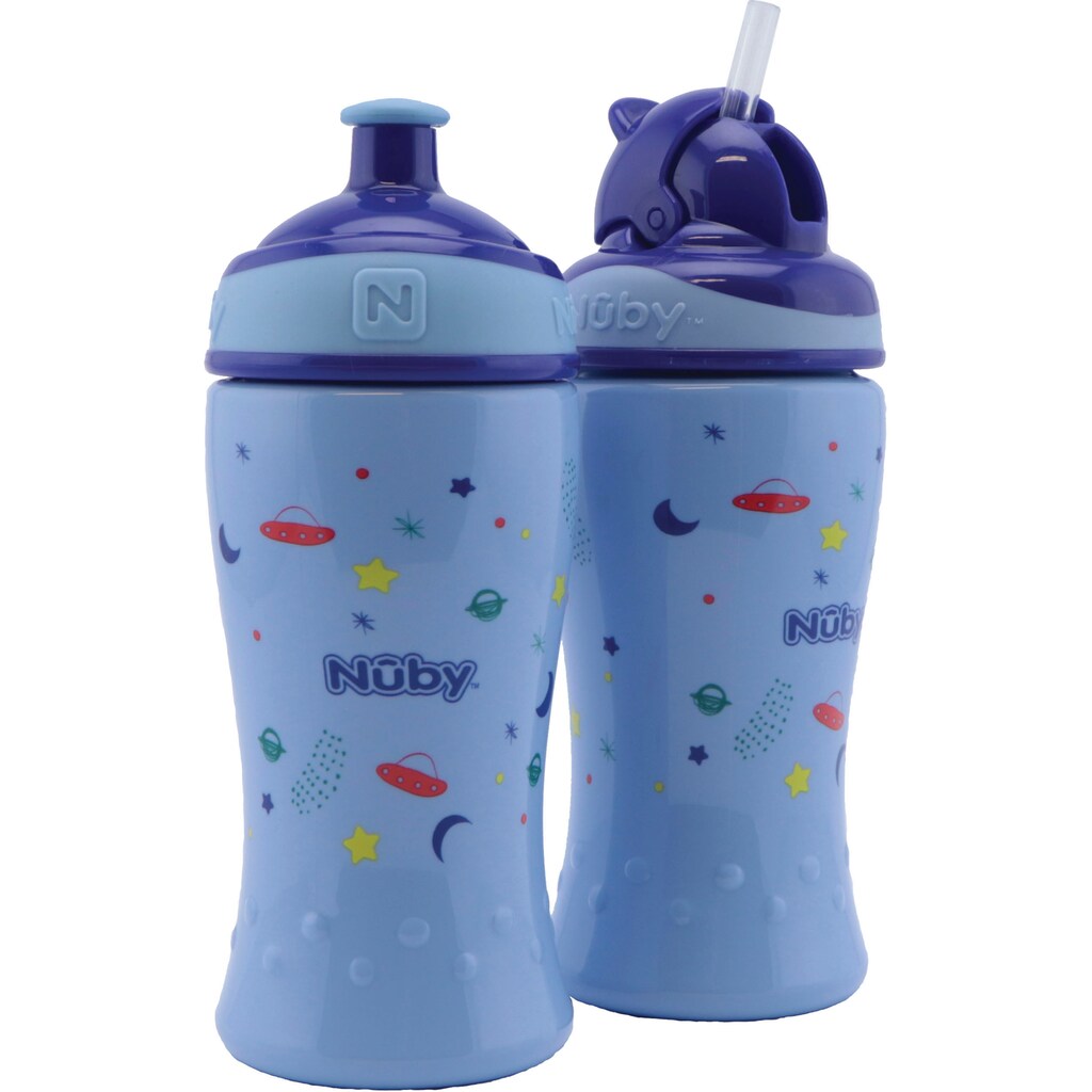 Nuby Trinkflasche »blau«, (Set, 2 tlg.)