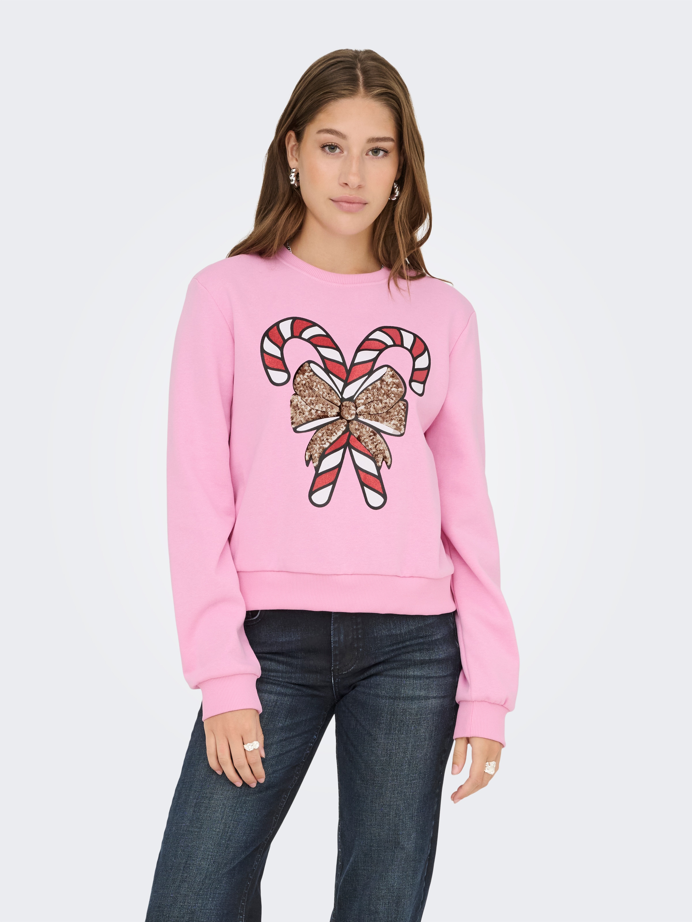 ONLY Weihnachtssweatshirt »ONLYDA XMAS L/S O-NECK BOX SWT«, mit verschiedenen Weihnachtsmotiven
