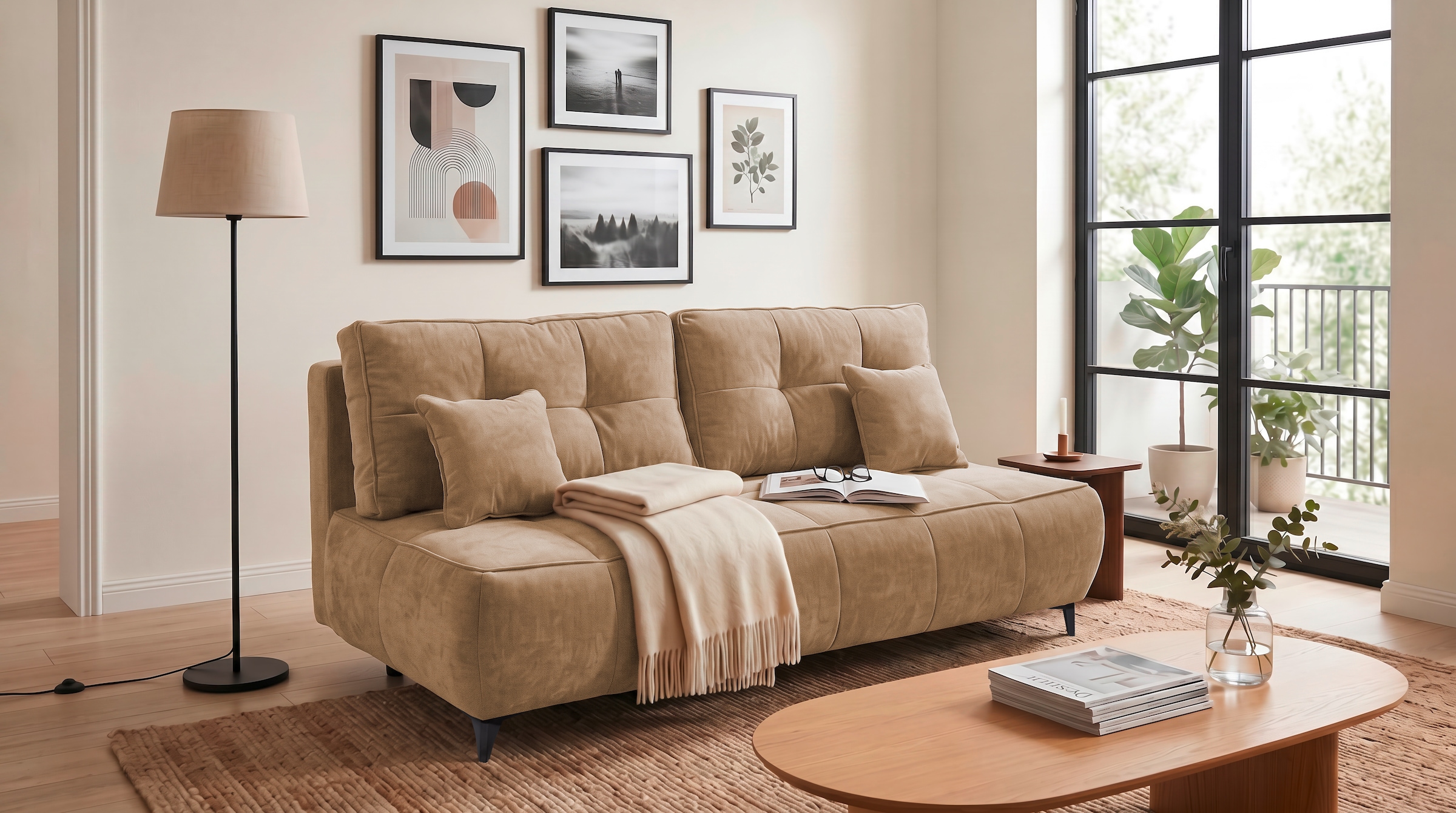 ED EXCITING DESIGN Schlafsofa »Elisa Liftbeschlag, Federkern, Bettfunktion und Bettkasten, B. 215cm«