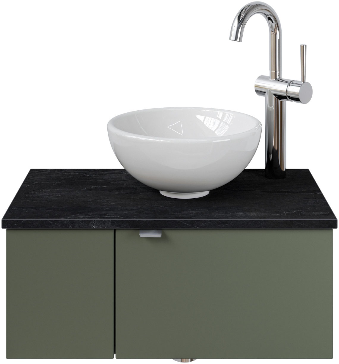 Saphir Waschtisch »Serie 6915 Waschschale mit Unterschrank für Gästebad, Gäste WC«, 61 cm mit Keramik-Aufsatzbecken, 2 Türen und 1 Fach