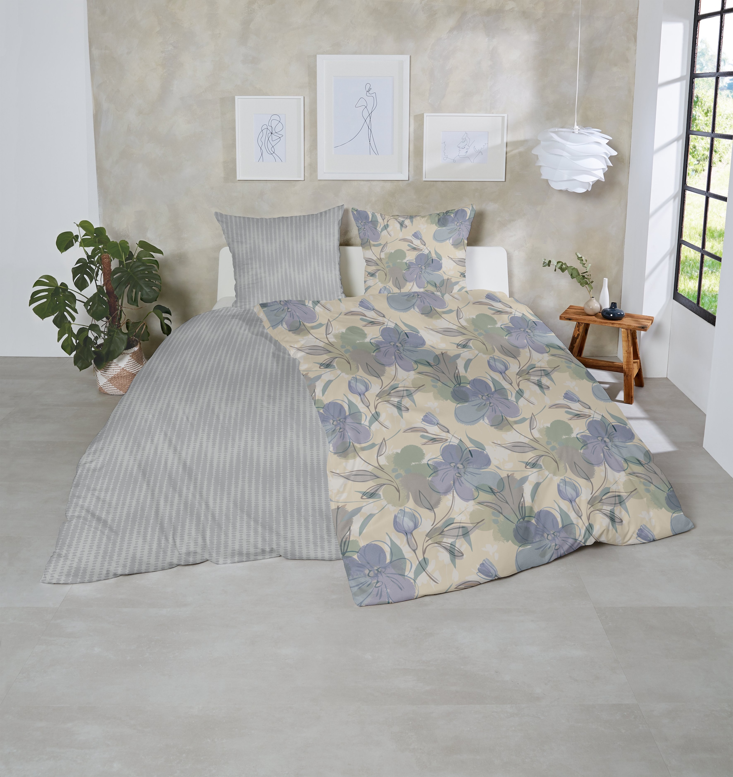 Primera Bettwäsche »Feinbiber-Bettwäsche Floris« 2 Stk. tlg. mit zarten Blüten