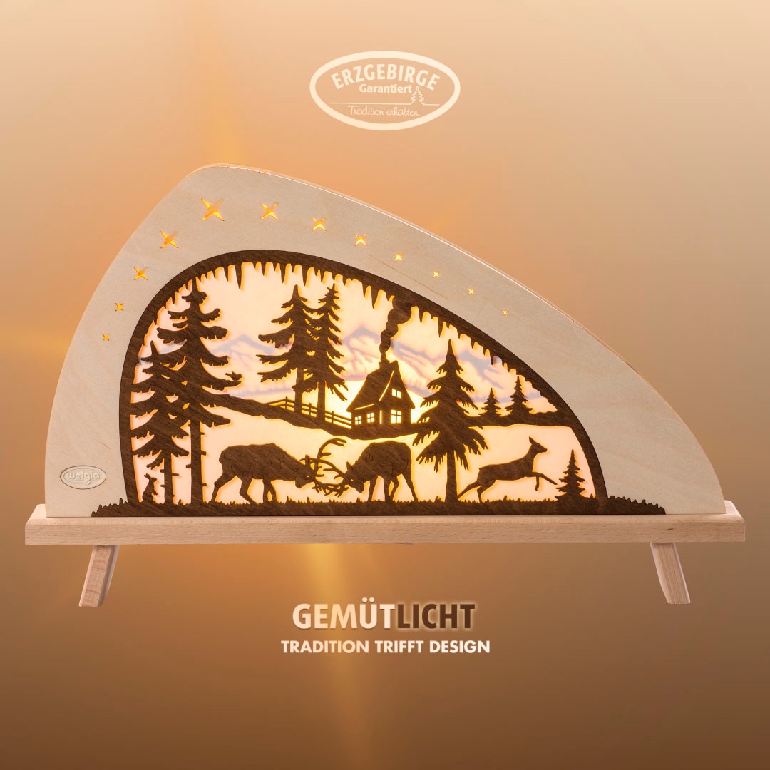 Weigla LED Lichterbogen »Rotwild, Holz Schwibbogen, Dekoleuchte, Herbstdeko günstig online kaufen