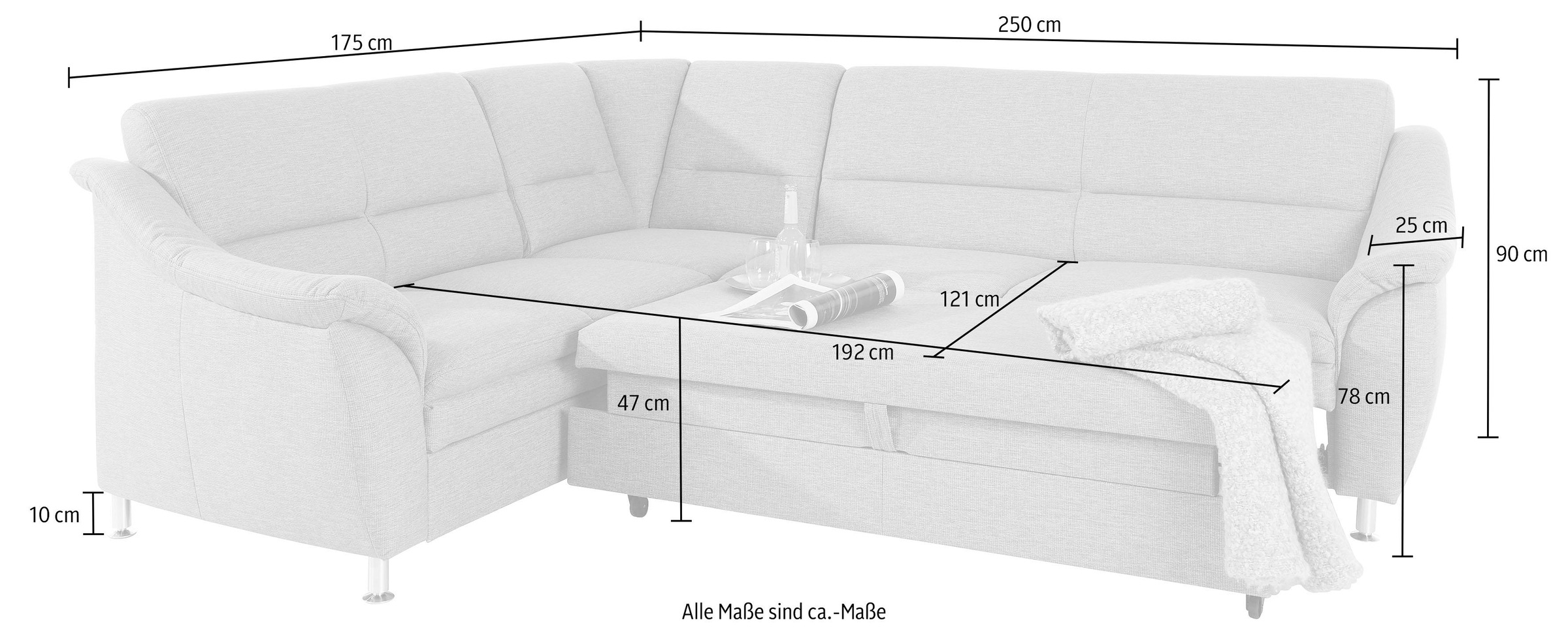 Places of Style Ecksofa »Cardoso«, Federkern, wahlweise mit Bett,  Schubkasten auf Rechnung bestellen