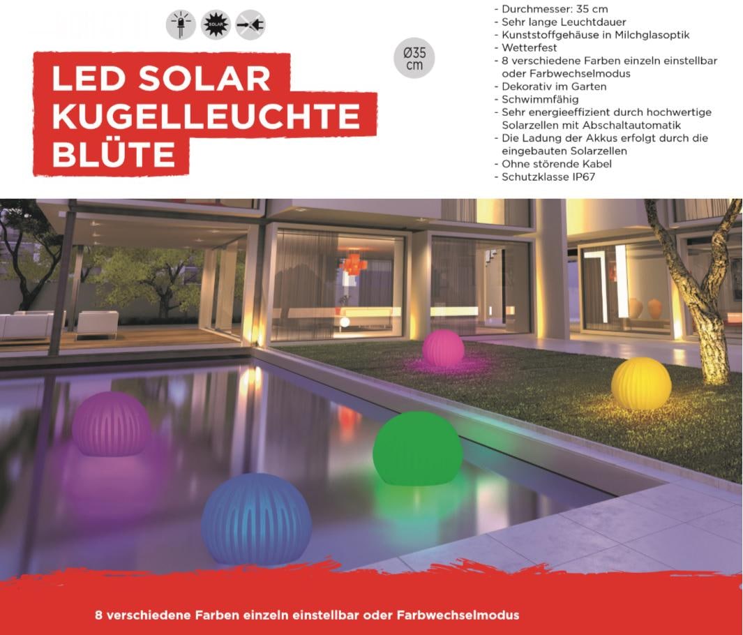 BONETTI LED Gartenleuchte »Kugelleuchte BLÜTE«, Blütenoptik, Ø 35 cm auf  Rechnung kaufen