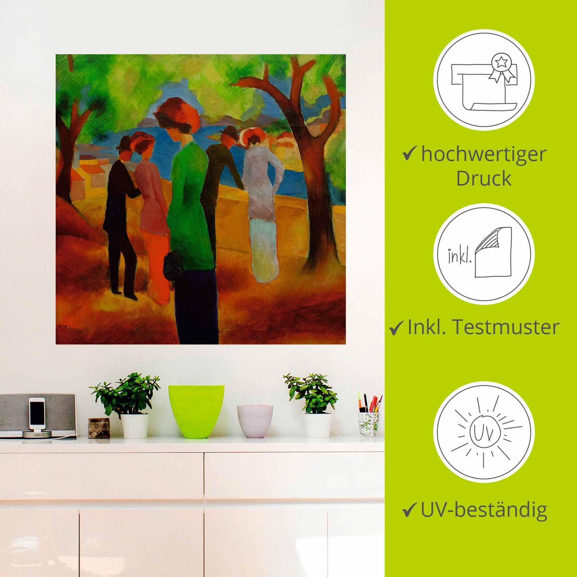 Artland Wandfolie »Dame in grüner Jacke«, Gruppen & Familien, (1 St.), selbstklebend