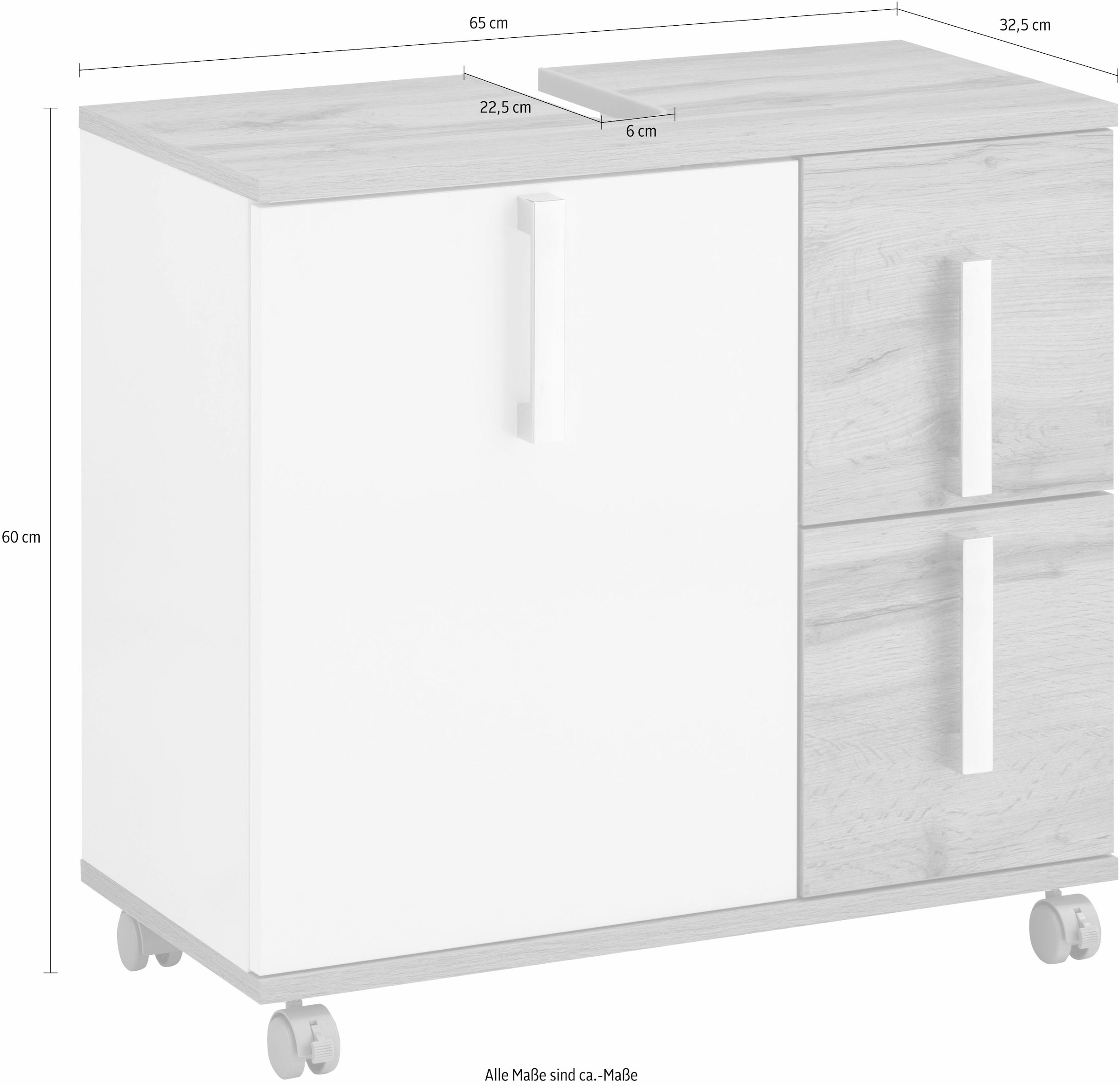 Schildmeyer Waschbeckenunterschrank »Kampen«, Höhe 60 im Metallgriffen, Online-Shop Soft-Close, kaufen mit Schubladen cm, Tür mit 2