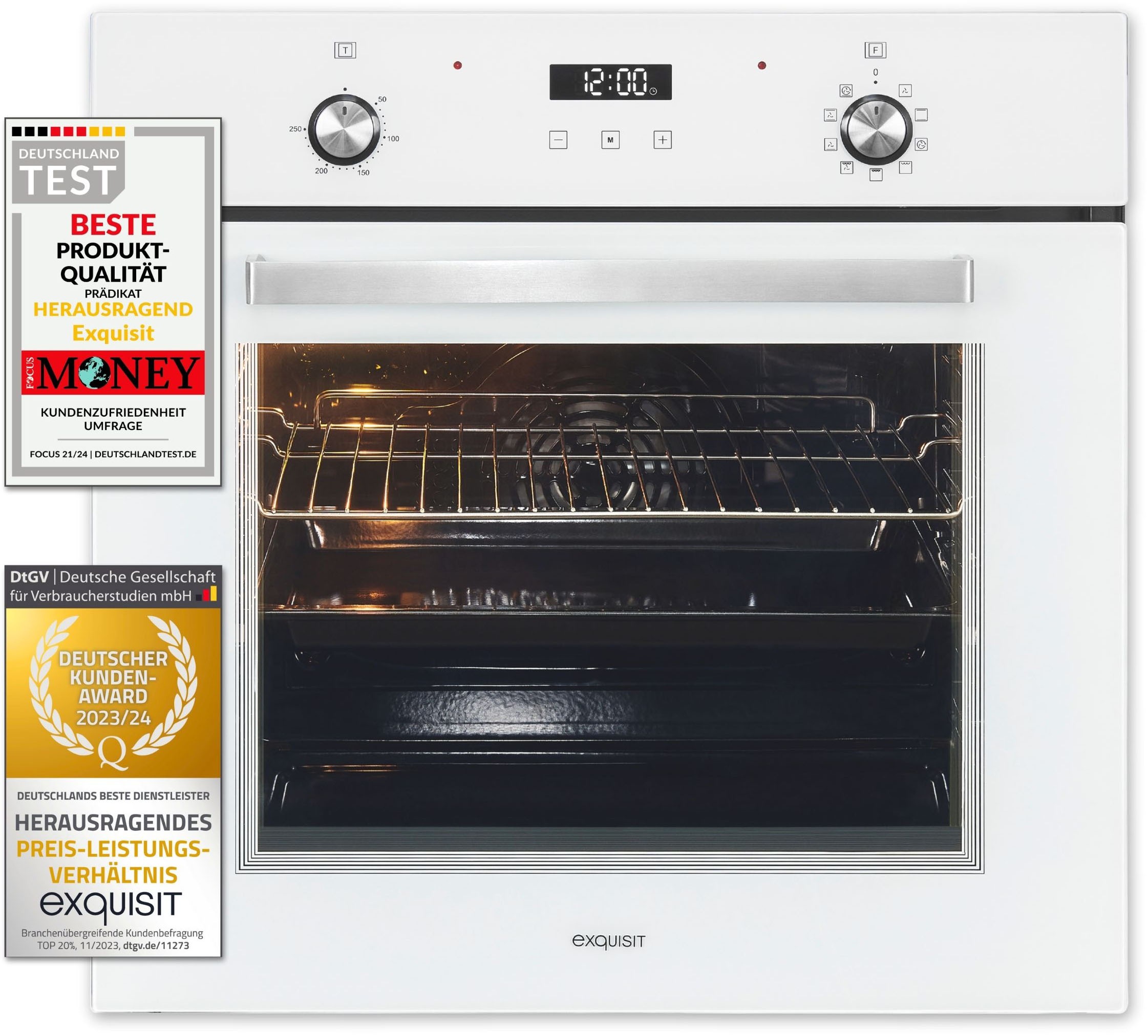 exquisit Backofen »EBE76-9-H-020 weiss«, mit 1-fach-Teleskopauszug günstig online kaufen
