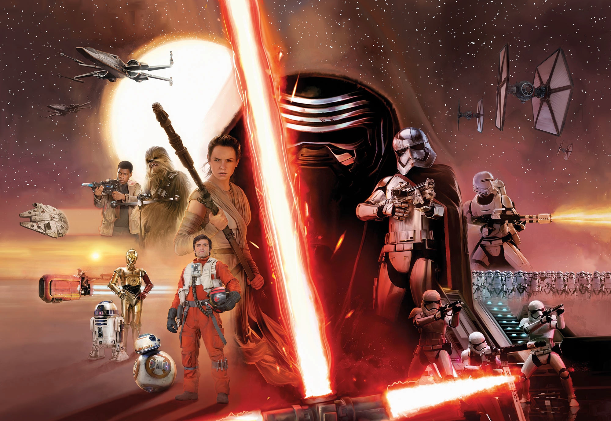 Komar Fototapete »STAR WARS EP7 Collage - Größe 368 x 254 cm«, bedruckt, Wo günstig online kaufen