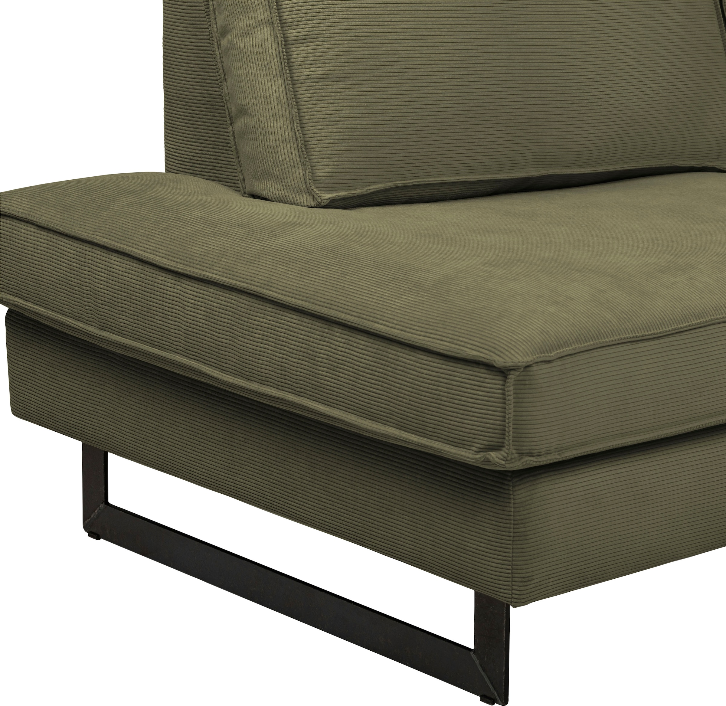 Places of Style Wohnlandschaft »Pinto, 350 cm, U-Form, XXL, mit Ottomanen«, Cord, Chenille, Lederoptik, mit Keder, Metallfüße, Wellenunterfederung