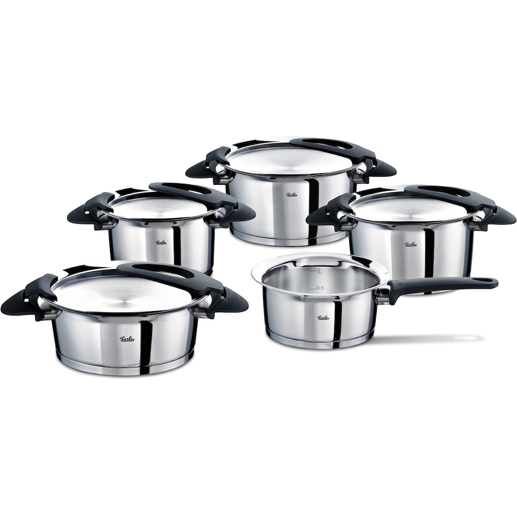 Fissler Topf-Set »Intensa«, Edelstahl 18/10, (Set, 9 tlg., Bratentopf Ø 20 cm, Kochtopf Ø 16/20/24 cm, Stielkasserolle Ø 16 cm), Induktion