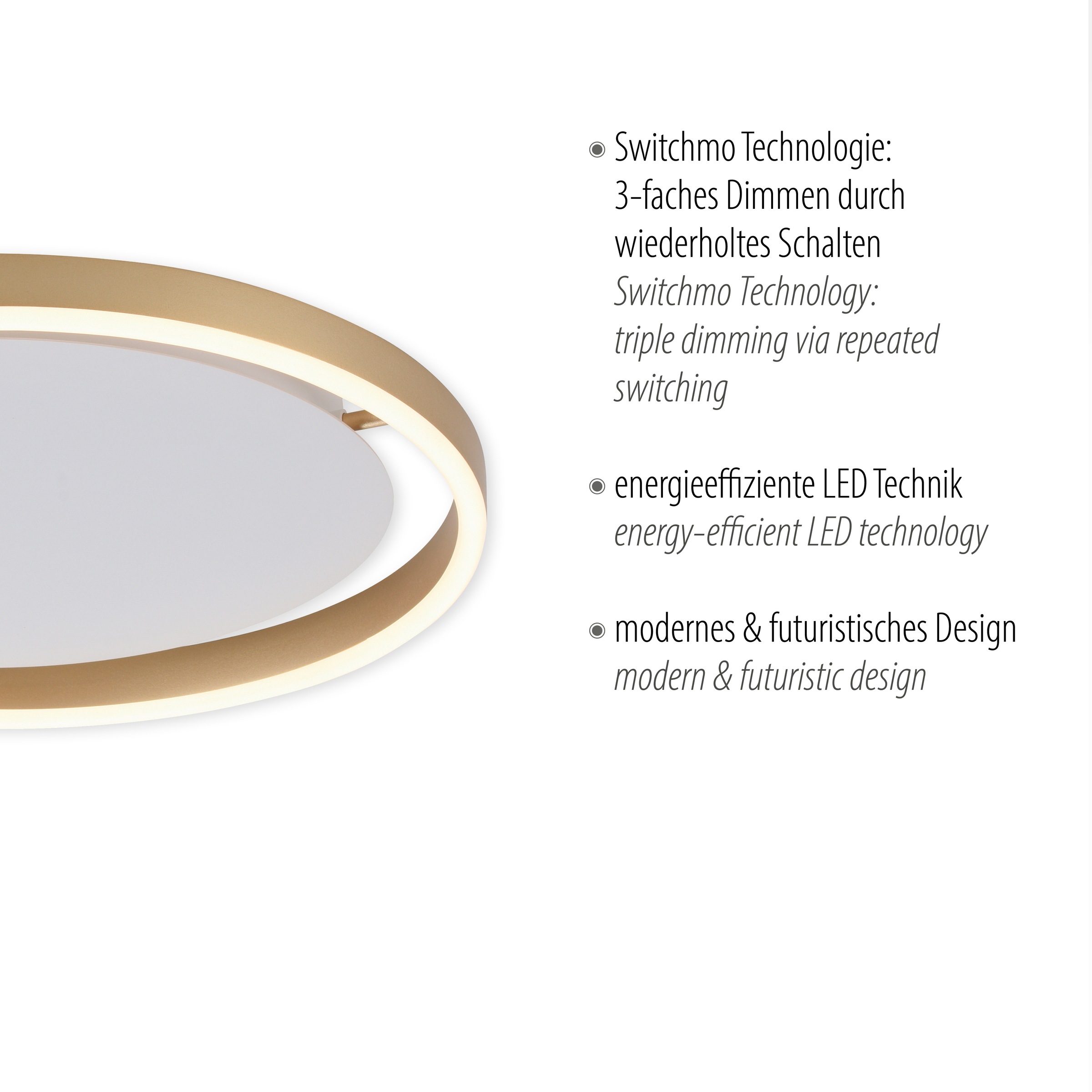JUST LIGHT Deckenleuchte »RITUS«, 1 flammig, Leuchtmittel LED-Board | LED fest integriert, LED, dimmbar, Switchmo, dimmbar, Switchmo
