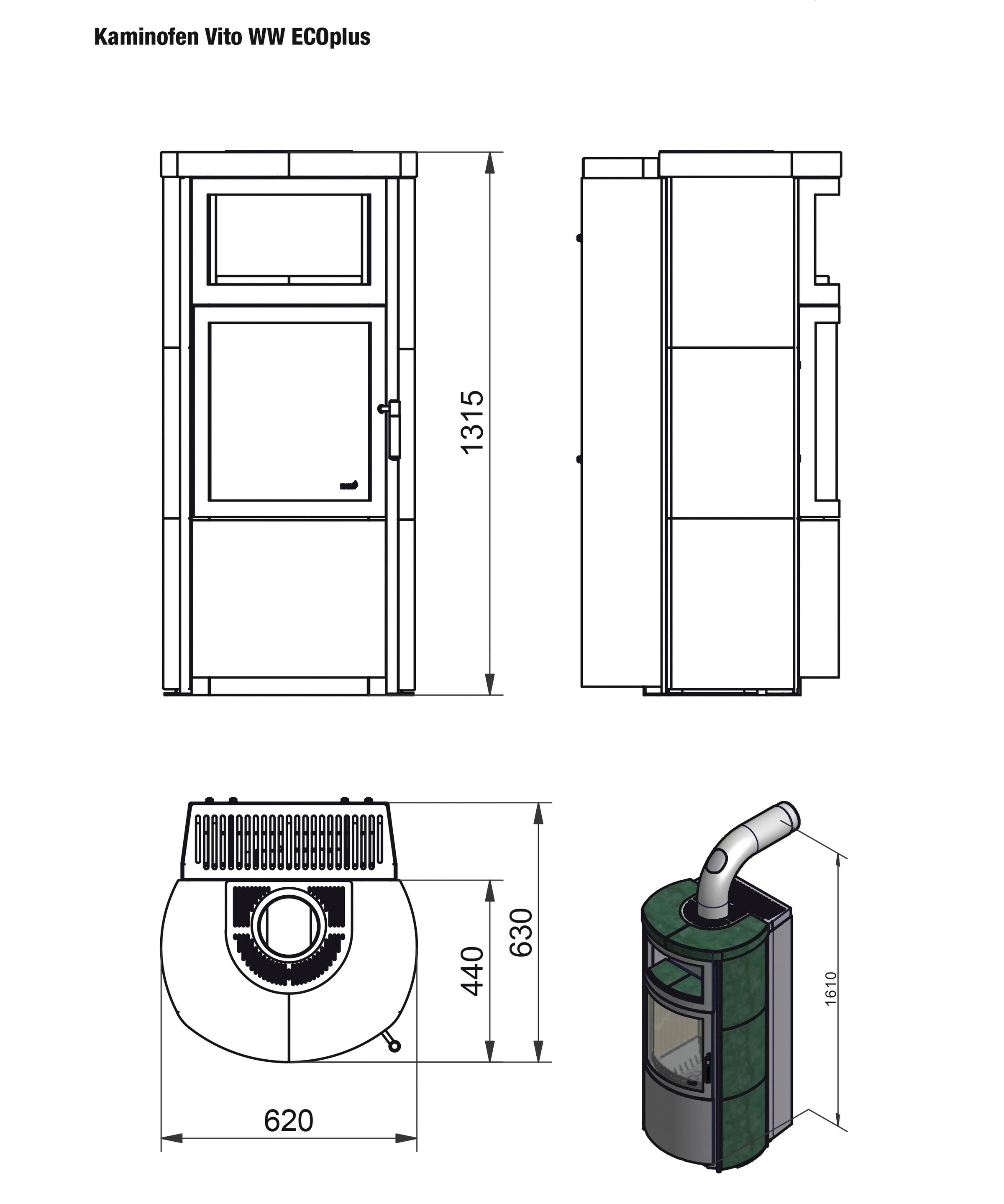 HARK Kaminofen »»Vito WW GT ECOplus 8,4 KW««, Naturstein