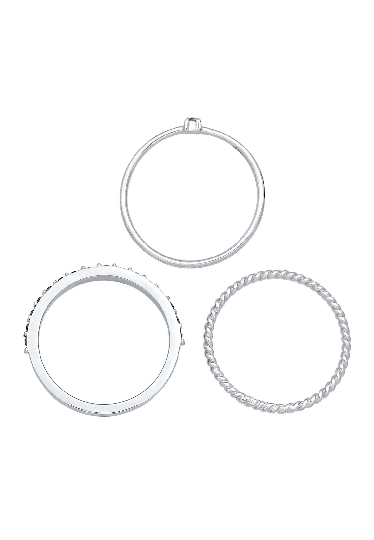 Elli Solitärring »Stapelring 3er Set 925 Silber, mit Kristallen von Swarovski®«