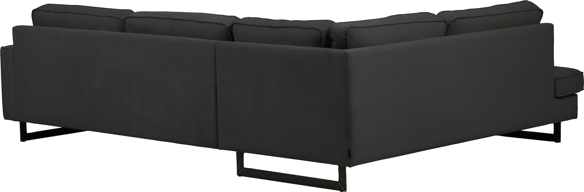 Places of Style Ecksofa »Pinto, 290 cm, Cord, Chenille, Lederoptik, Ottomane links / rechts«, mit Keder, schwarze Metallfüße, Wellenunterfederung