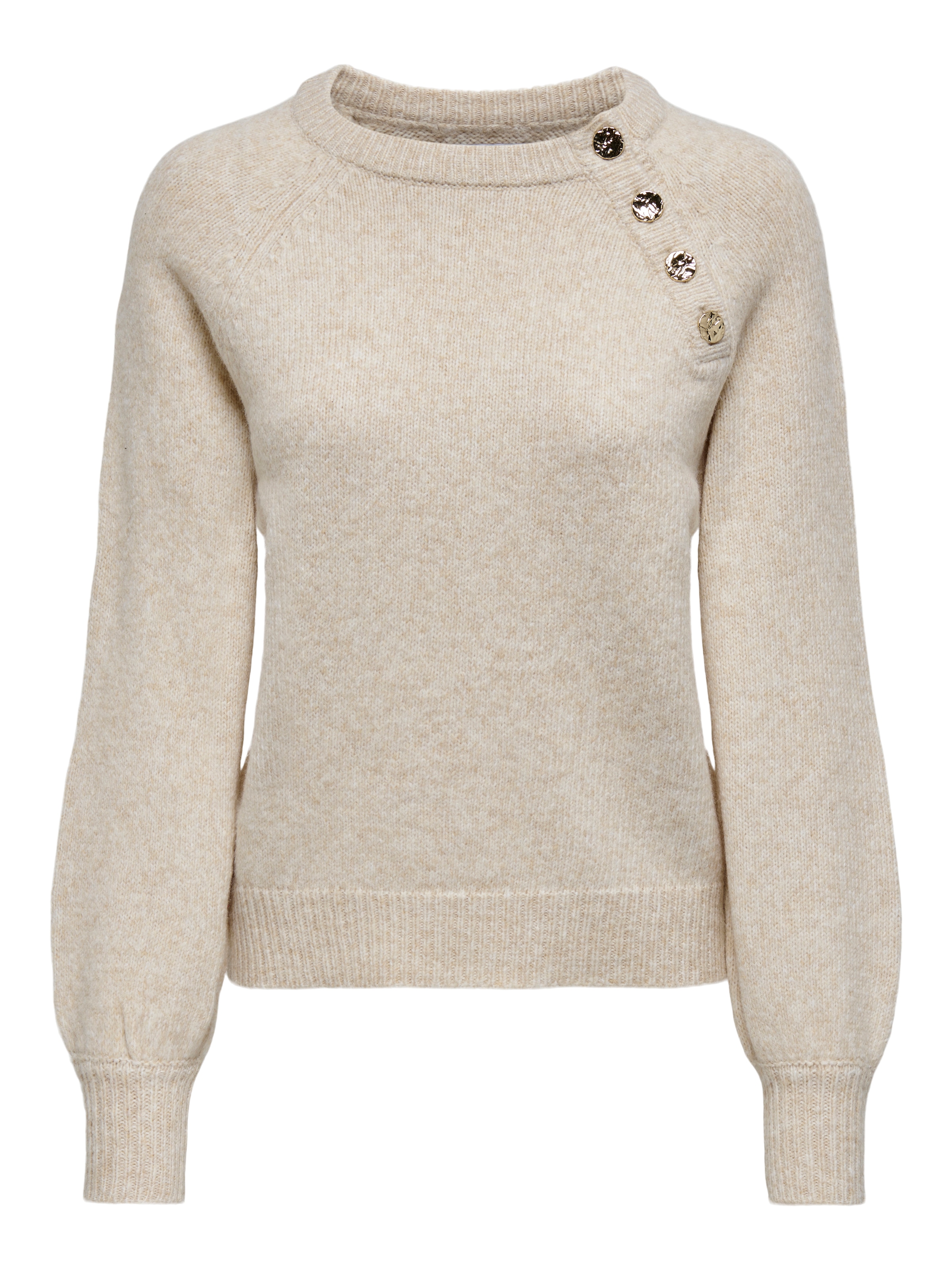 ONLY Rundhalspullover »ONLEMMA LS BUTTON ONECK EX KNT« Kunstfaser, regular fit