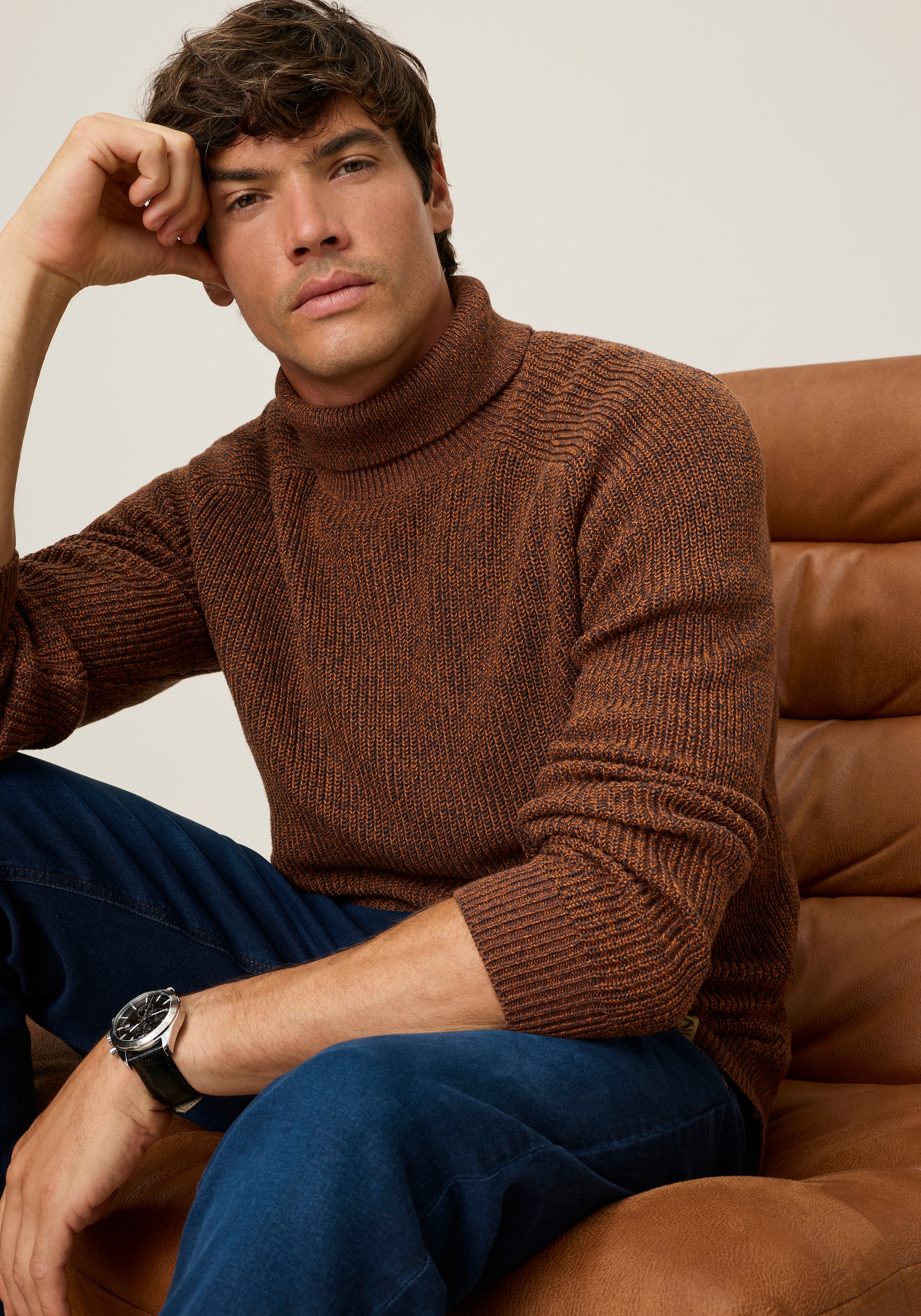 Man's World Rollkragenpullover »Neue Kollektion! Melange Effektgarn« Langarm mit Raglanärmel, aus Baumwolle, mit Rollkragen