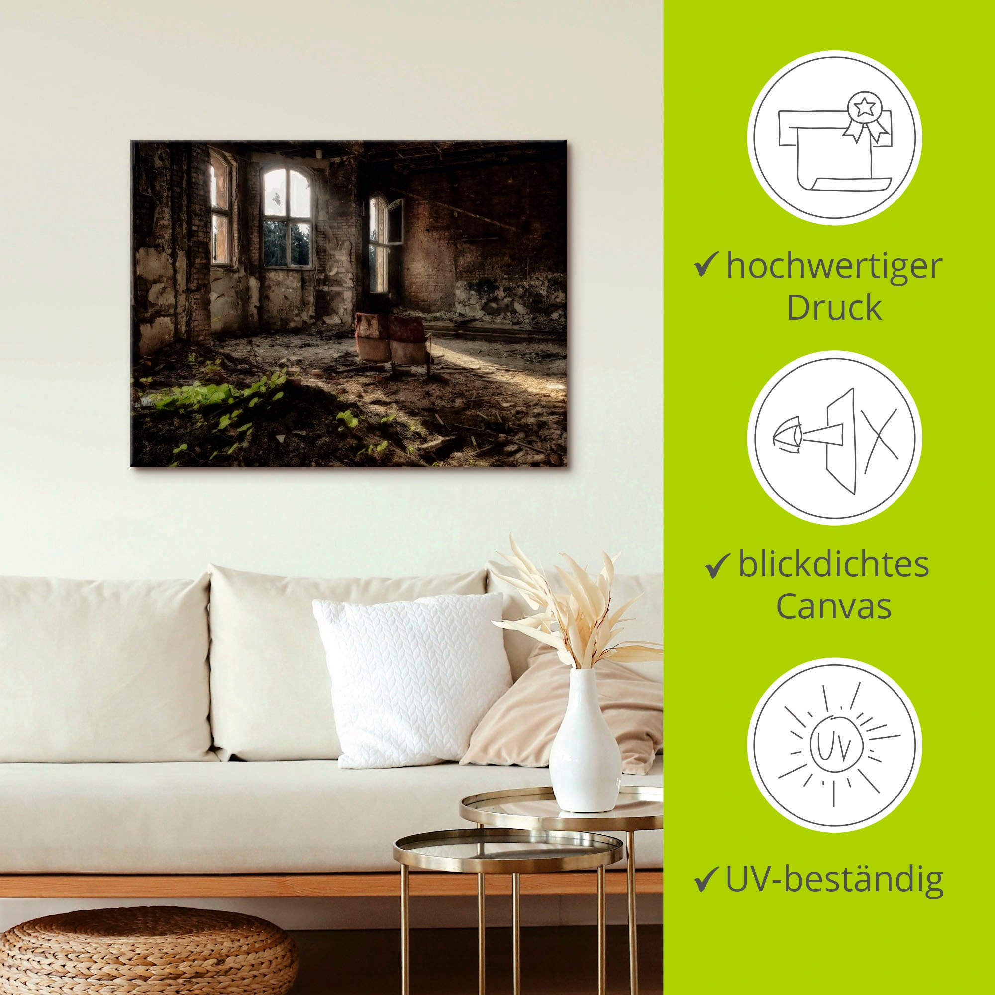 Artland Wandbild »Lost Place - für immer«, Gegenstandslos, (1 St.), als Leinwandbild, Poster in verschied. Größen