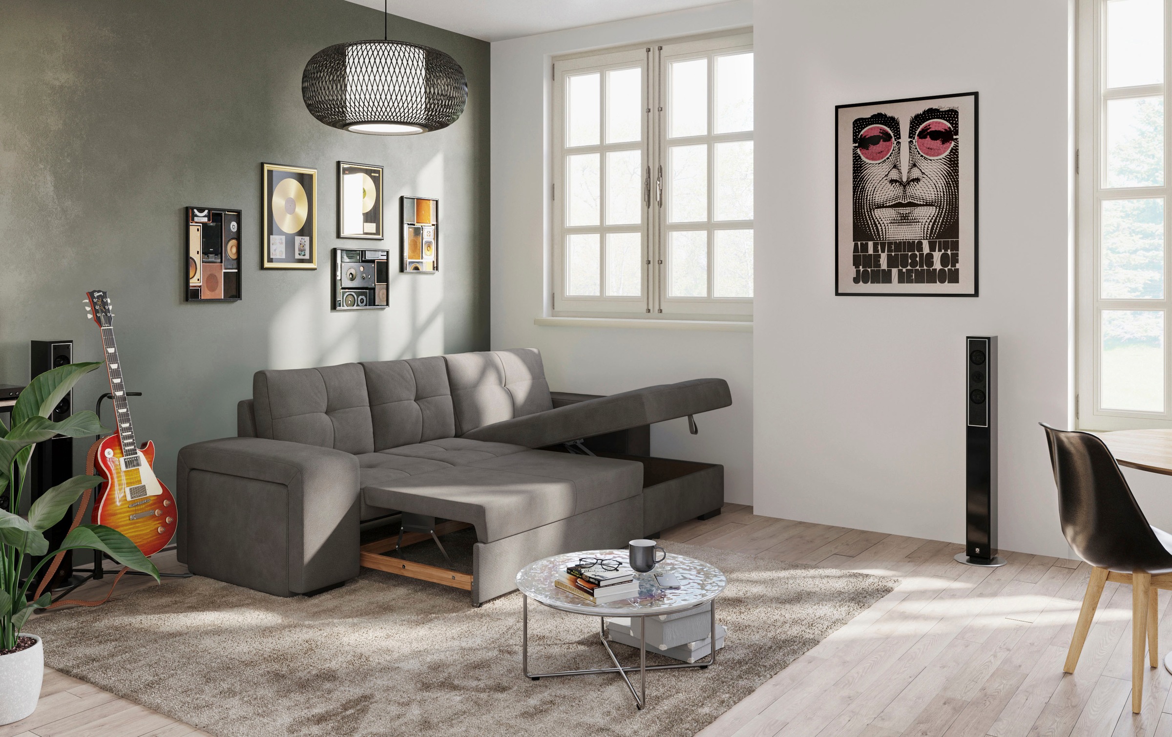 COTTA Ecksofa »Mattina L-Form«, inkl. Hocker, wahlweise mit Bettfunktion und Bettkasten