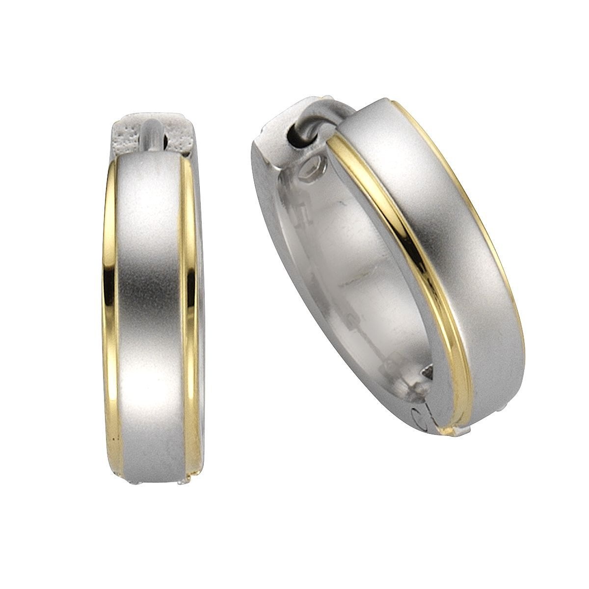 VIVANCE Paar Creolen »Edelstahl teils vergoldet glanz/matt« mehrfarbig