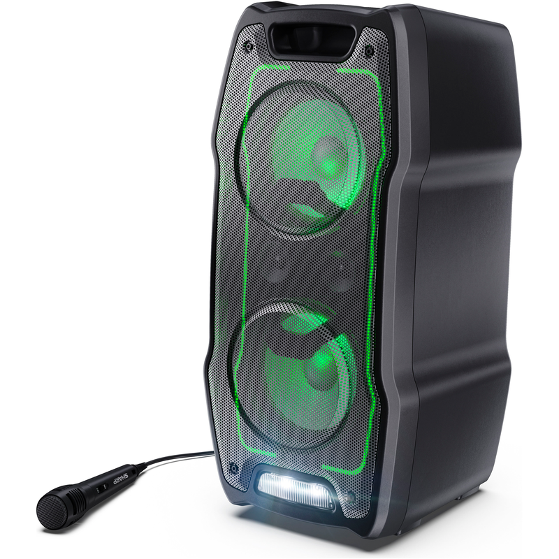 SHARP Party-Lautsprecher »Xparty Sing« Stereo (Bluetooth Bass- und Lautstärkeregelung Beleuchtungseffekte Pairing 180 W) Schwarz...