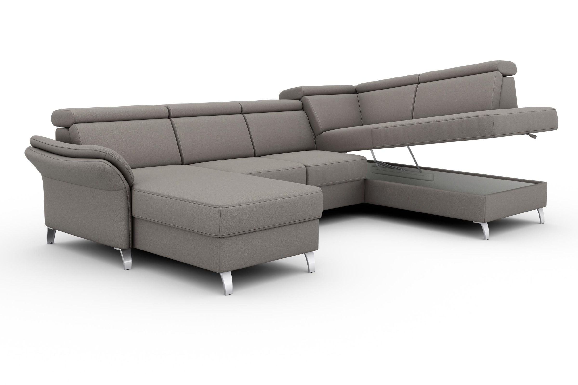 sit&more Wohnlandschaft »Vincenzo U-Form«, inklusive Kopfteilverstellung, wahlweise mit Bettfunktion, Bettkasten
