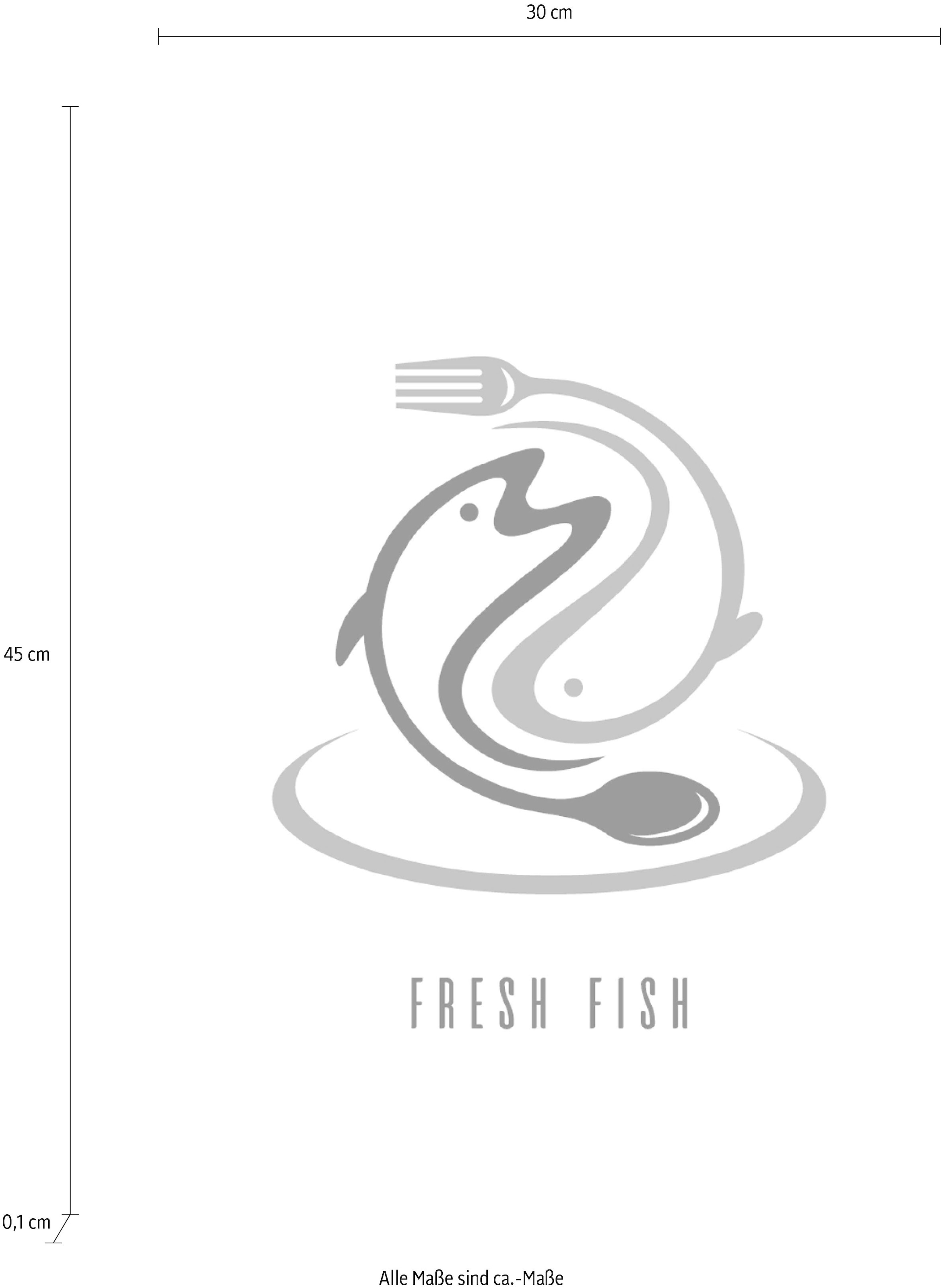 queence Wanddekoobjekt »FRESH FISH«, Stahlschild, Blechschild, Spruch, Witzig, Wanddeko, retro, 20x30cm