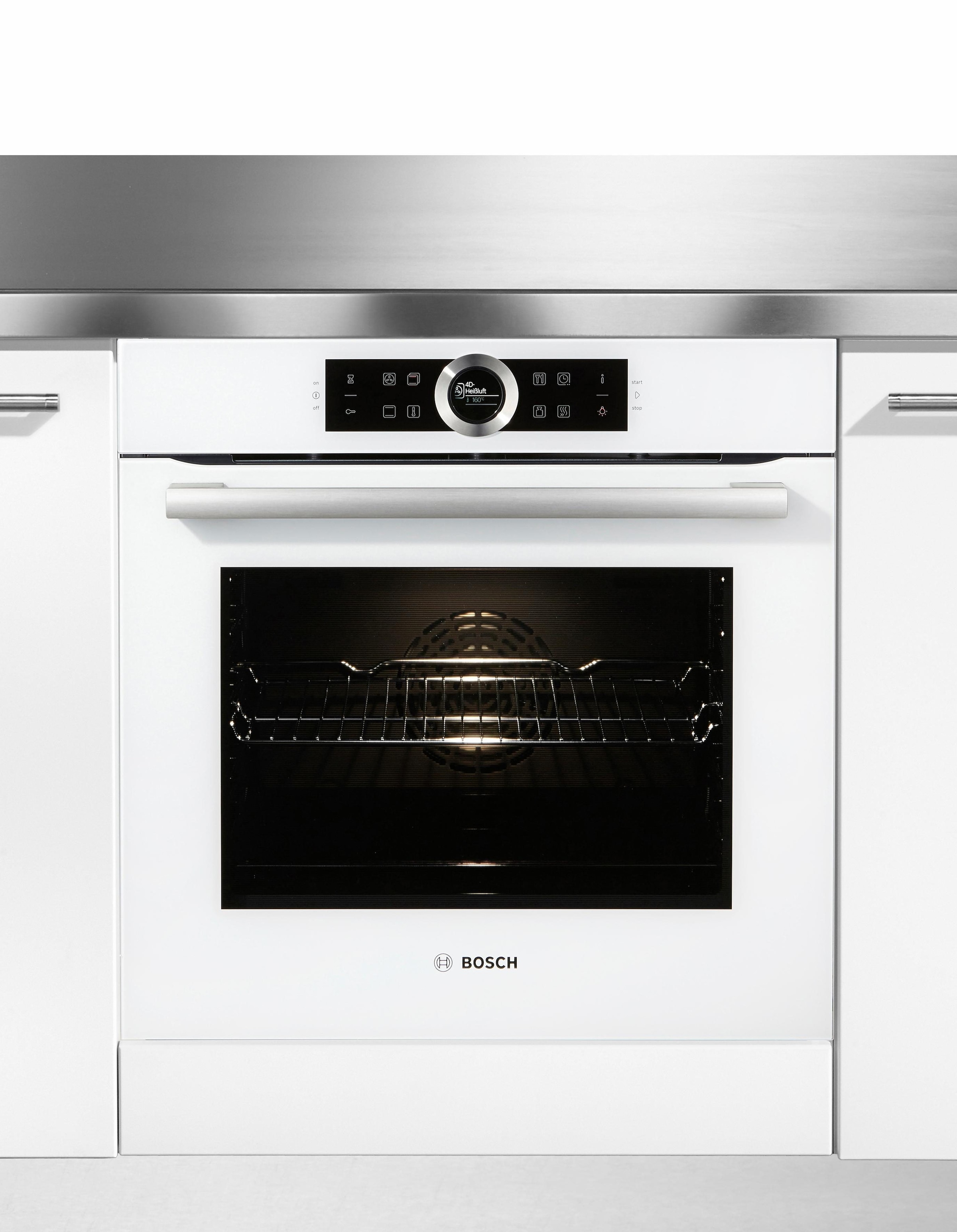2. Bild von BOSCH Einbaubackofen »HBG635B«, Serie 8, mit Teleskopauszug nachrüstbar, ecoClean Direct, 4D-Heißluft-Eco-Ober-/Unterhitze Eco-Umluft-Infra-Grill-Großflächen-/Kleinflächengrill-Pizzastufe-Sanftgaren-Vorwärmen-Warmhalten-Auftaustufe, mit Pizzastufe