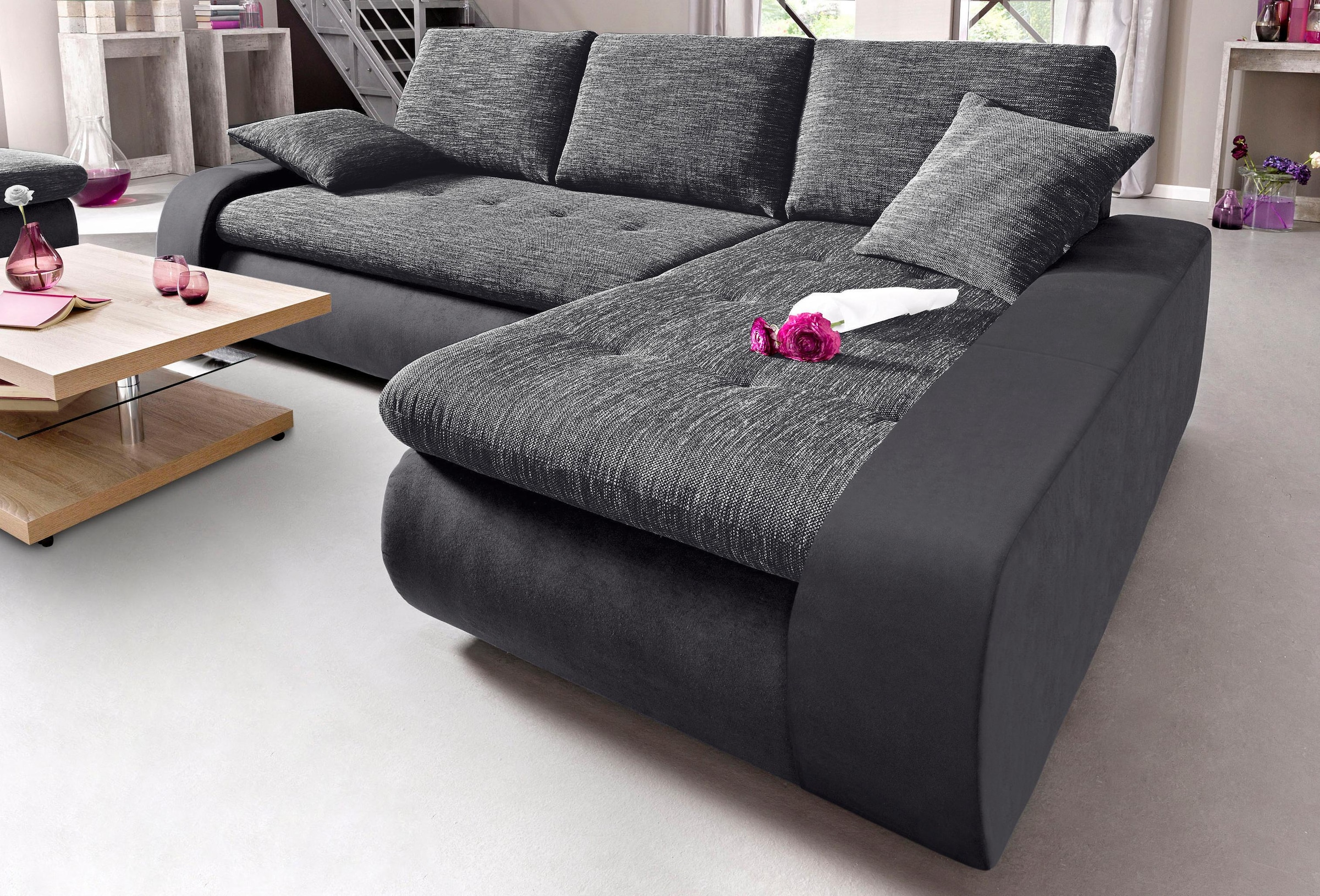 TRENDMANUFAKTUR Ecksofa »Indie, modern und bequem, Materialmix, OTTOs Choic günstig online kaufen