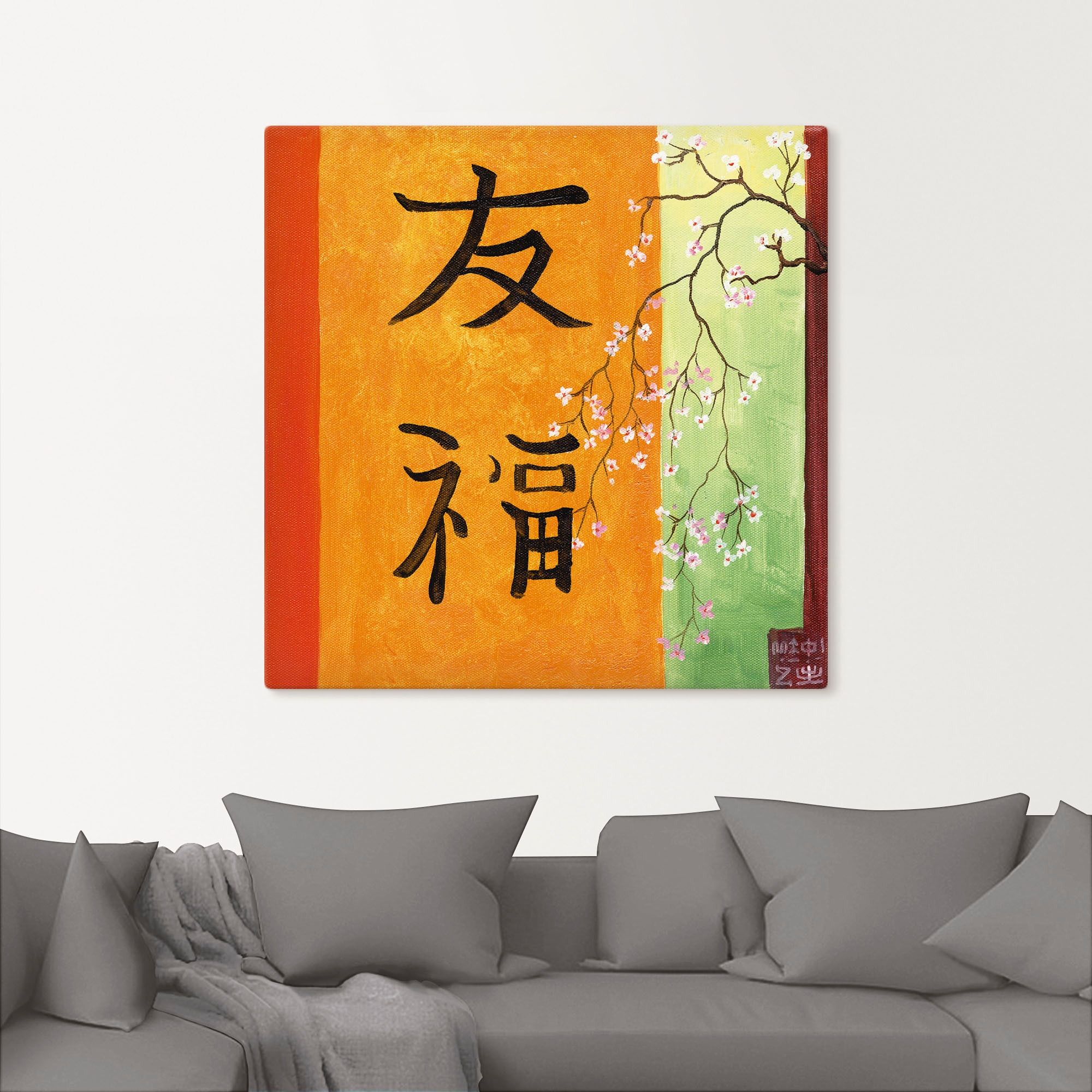 Artland Leinwandbild »Freude Glück« Zeichen 1 Stk. tlg. auf Holzrahmen gesp günstig online kaufen