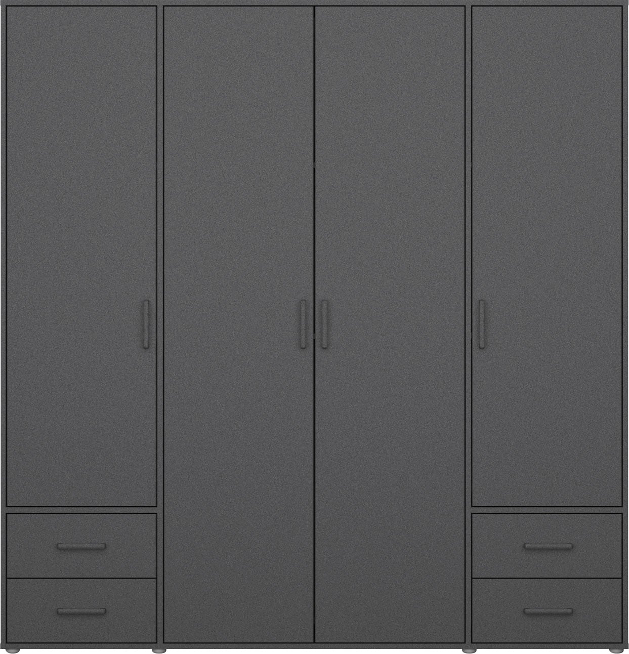 rauch Drehtürenschrank »Kleiderschrank Schrank Garderobe Wäscheschrank VOYAGER«, (in 3 verschiedenen Ausstattungen BASIC/CLASSIC/PREMIUM), moderne Griffe in Graumetallic mit Außenschubkästen MADE IN GERMANY