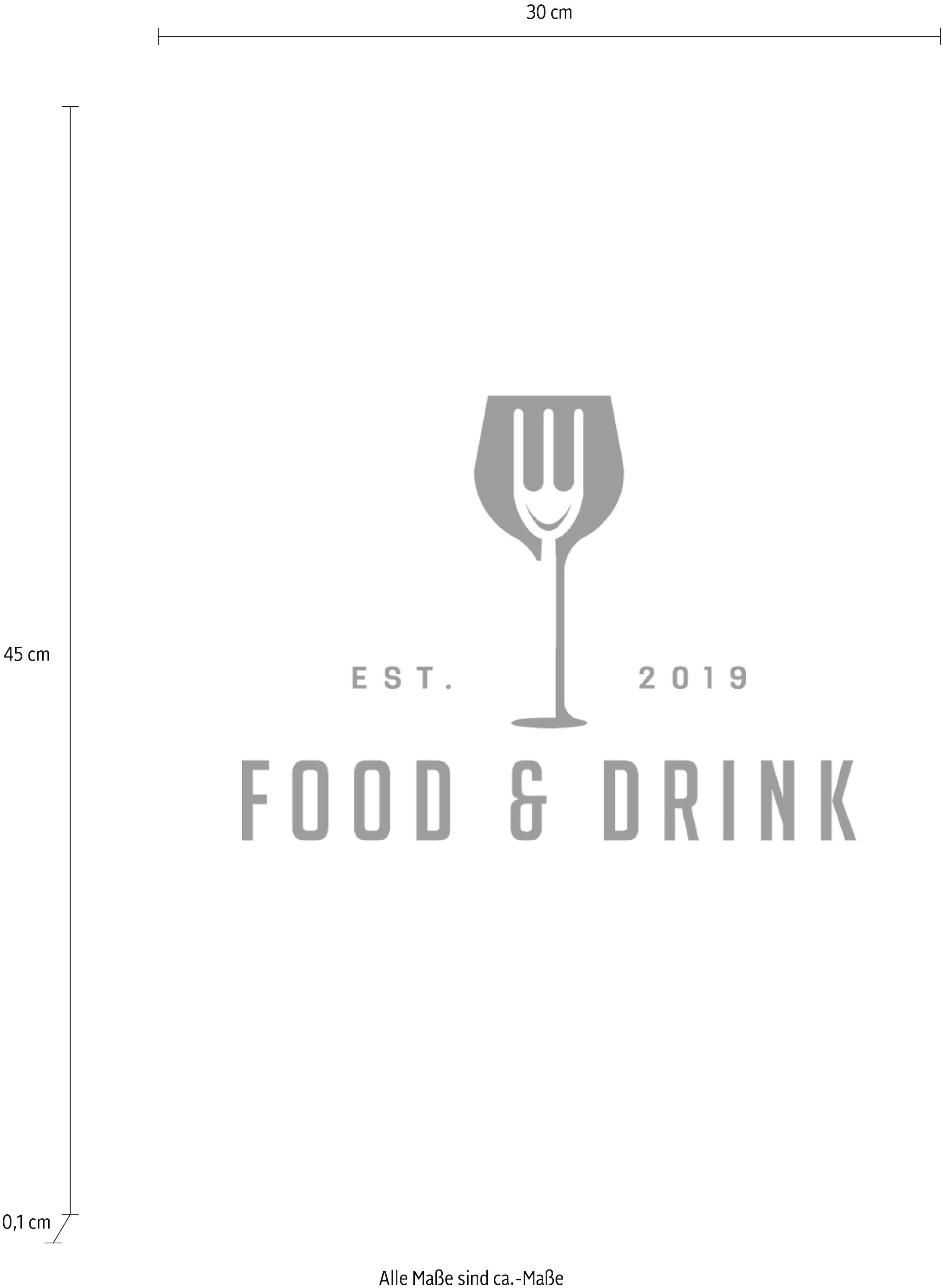 queence Wanddekoobjekt »FOOD & DRINK«, Stahlschild, Blechschild, Spruch, Witzig, Wanddeko, retro, 20x30cm