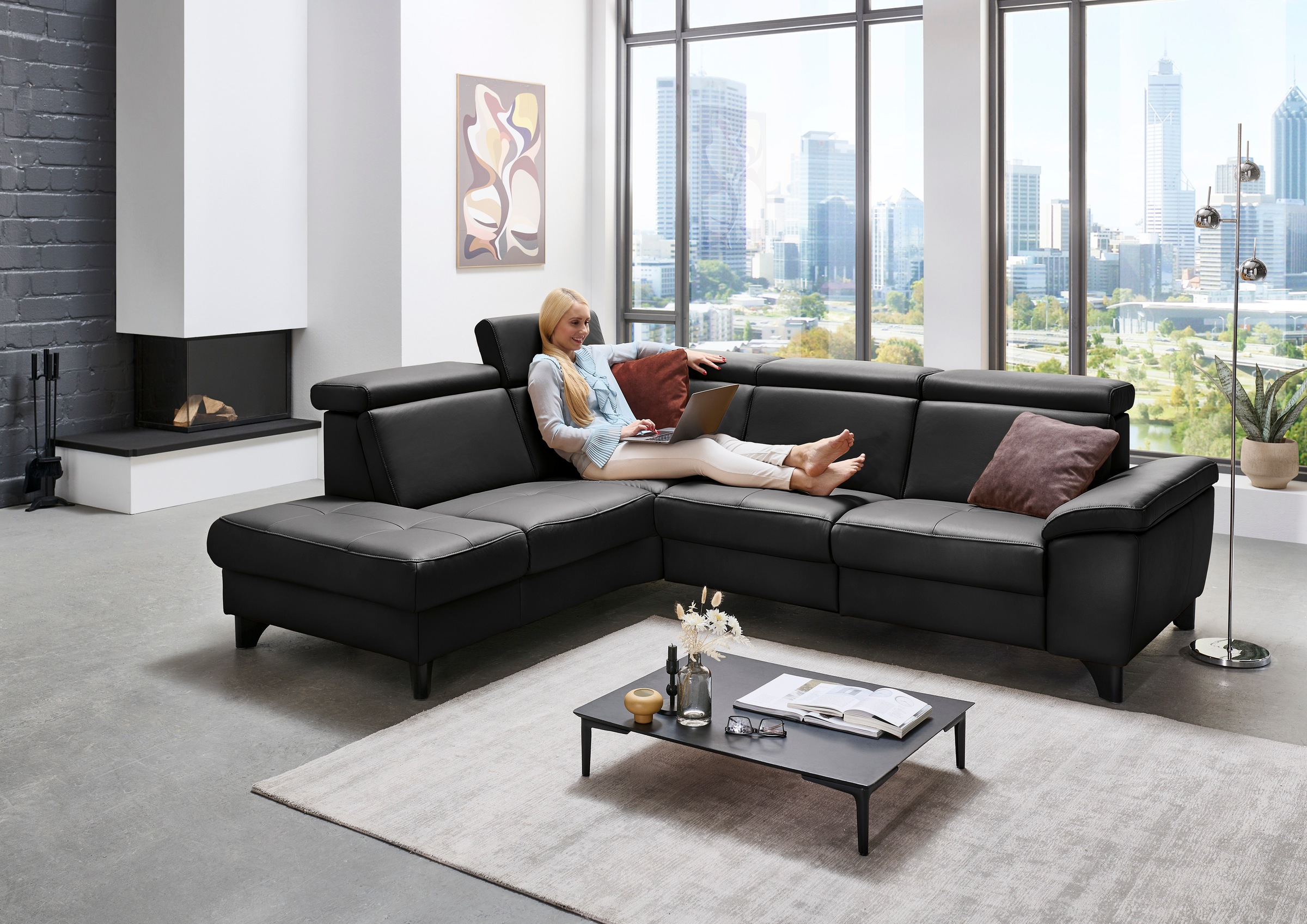 Die PlanBar Ecksofa »PN-EM23166 L-Form«, optional mit Kopfteilverstellung und Stauraum