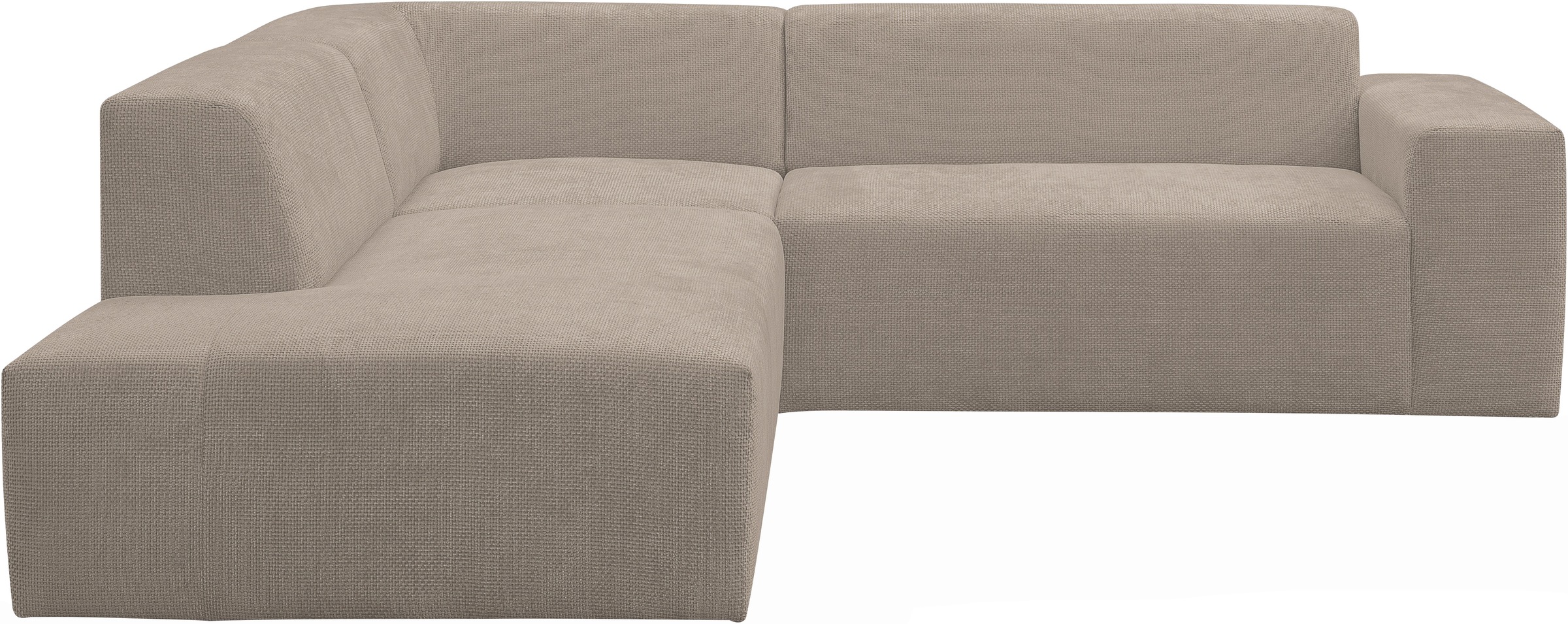 WERK2 Ecksofa »Zeus-M, tolles Sofa mit schönen Details, L-Form«, Curvy Trend Garnitur, urbane Optik, komfortable Wellenunterfederung