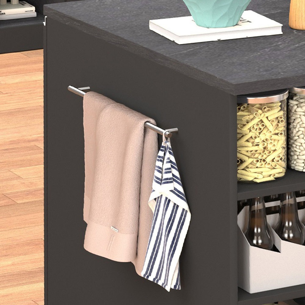 KOCHSTATION Kücheninsel »KS-Sole, Kochinsel, Küchenarbeitsblock, Inselküche, Arbeitsinsel«, Breite 152,5 cm, mit Essplatz, Handtuchhalter, Fächer und Weinregal