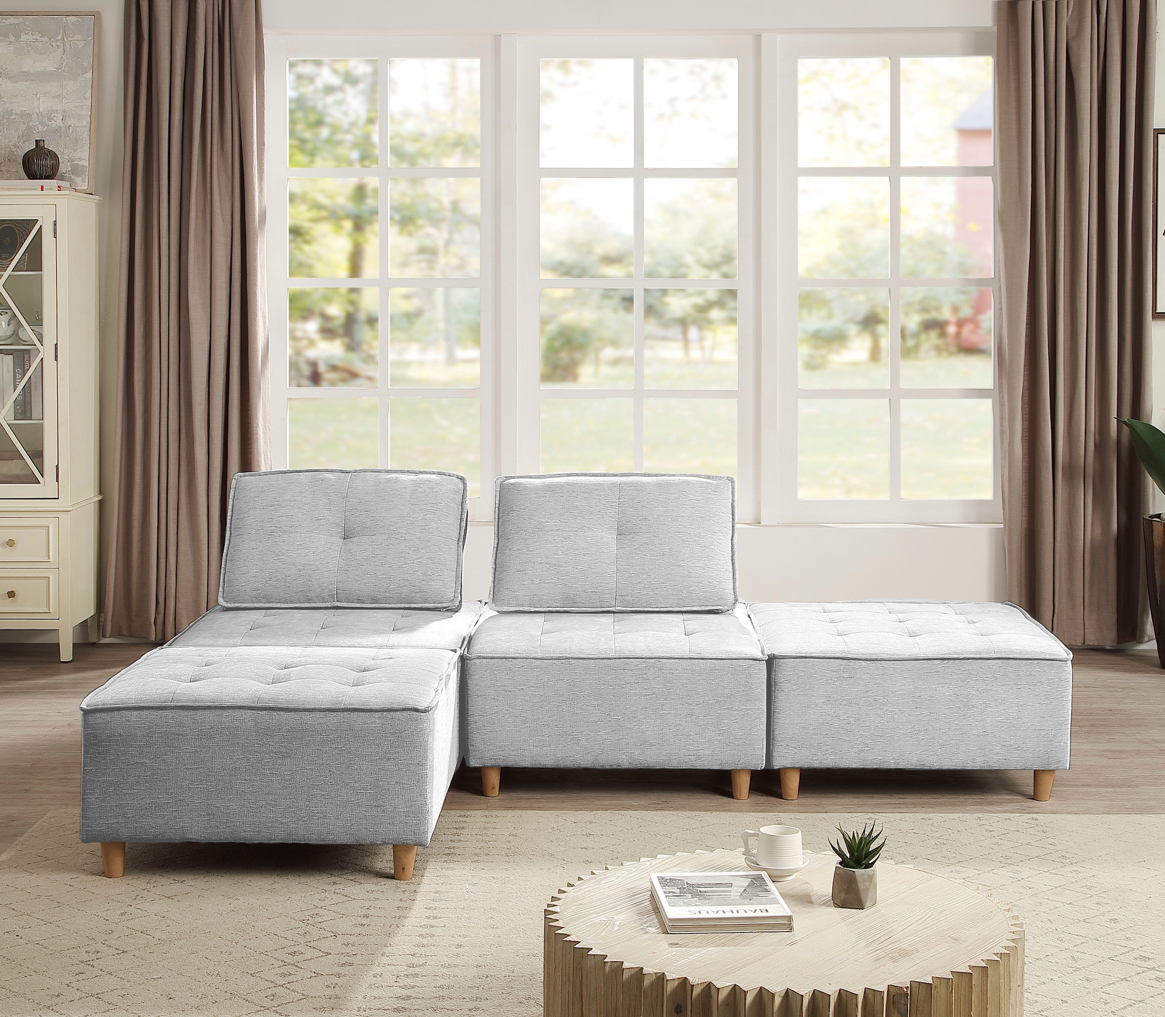 RAUM.ID Hocker »Flexid«, (1 St.), modular erweiterbar zum Sofa, Chenille-Bezug