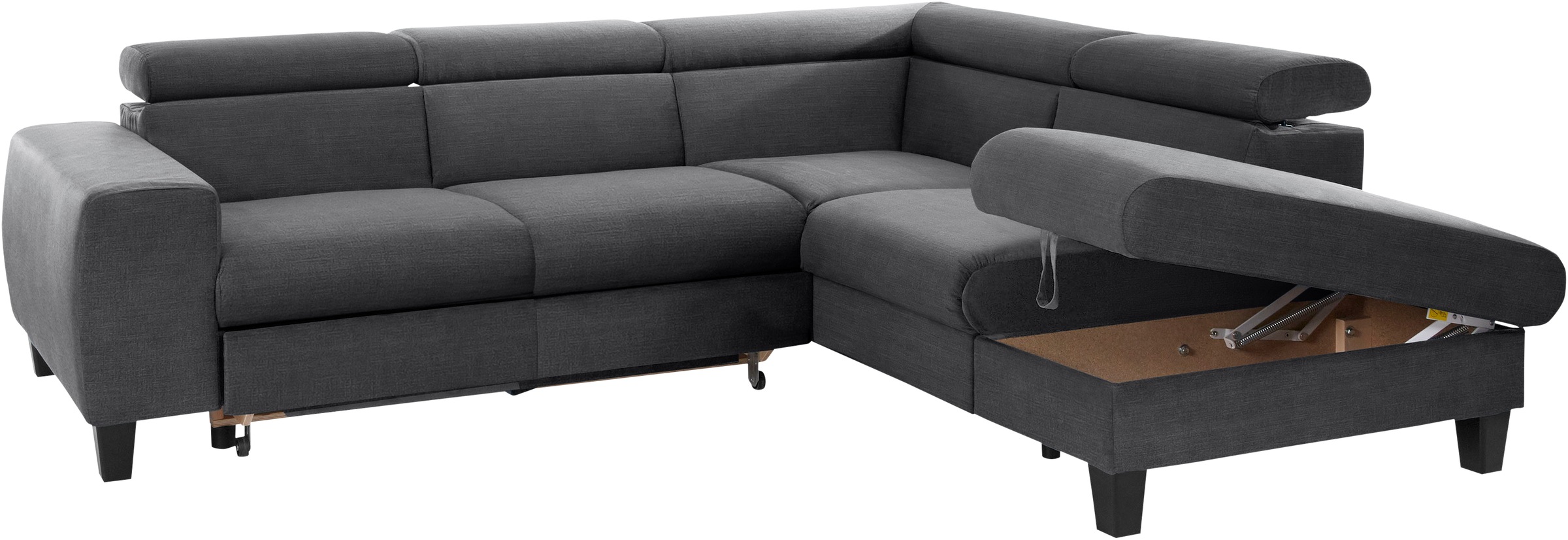 COTTA Ecksofa »Morven L-Form mit Kopfteilverstellung«, wahlweise mit Bettfunktion, Bettkasten & Wireless-Charger