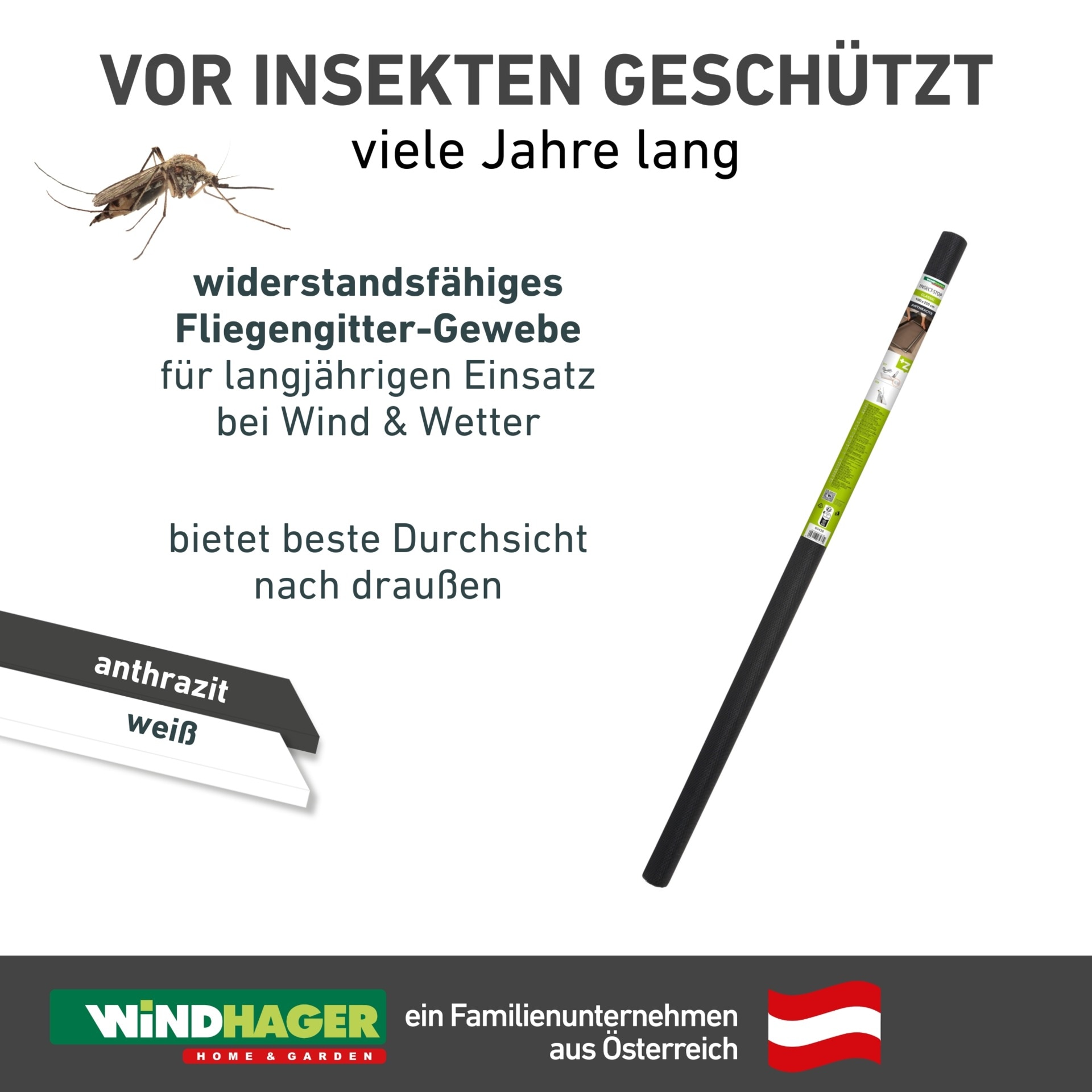 Windhager Moskitonetz »für Fenster, Balkon- und Terrassentüren, Moskitontez ohne Bohren« 1 Stk. tlg. Insektenschutzgitter 120 x 250 cm, erhältlich in anthrazit oder weiß